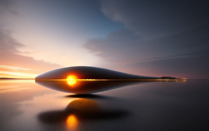 Futuristic giant cache，Floating magic ball inside，artation，4K，sculptural，Placed by the sea