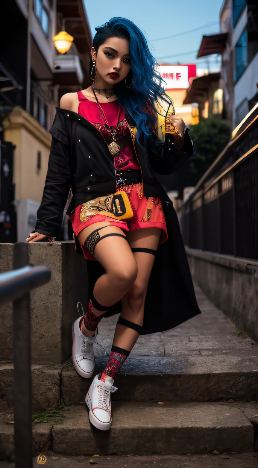 1Menina, Vampiro,y2k,Estilo Emo,non-mainstream,Estilo Harajuku,Cura exagerada,Ornamentos intrincados,Estilo rock,gothic style,rebite,pinos de orelha,Brincos unilaterais,cabelo de duas cores,cabelo rosa e azul,anel de prata,sangue,Underground idols,PR Masculino