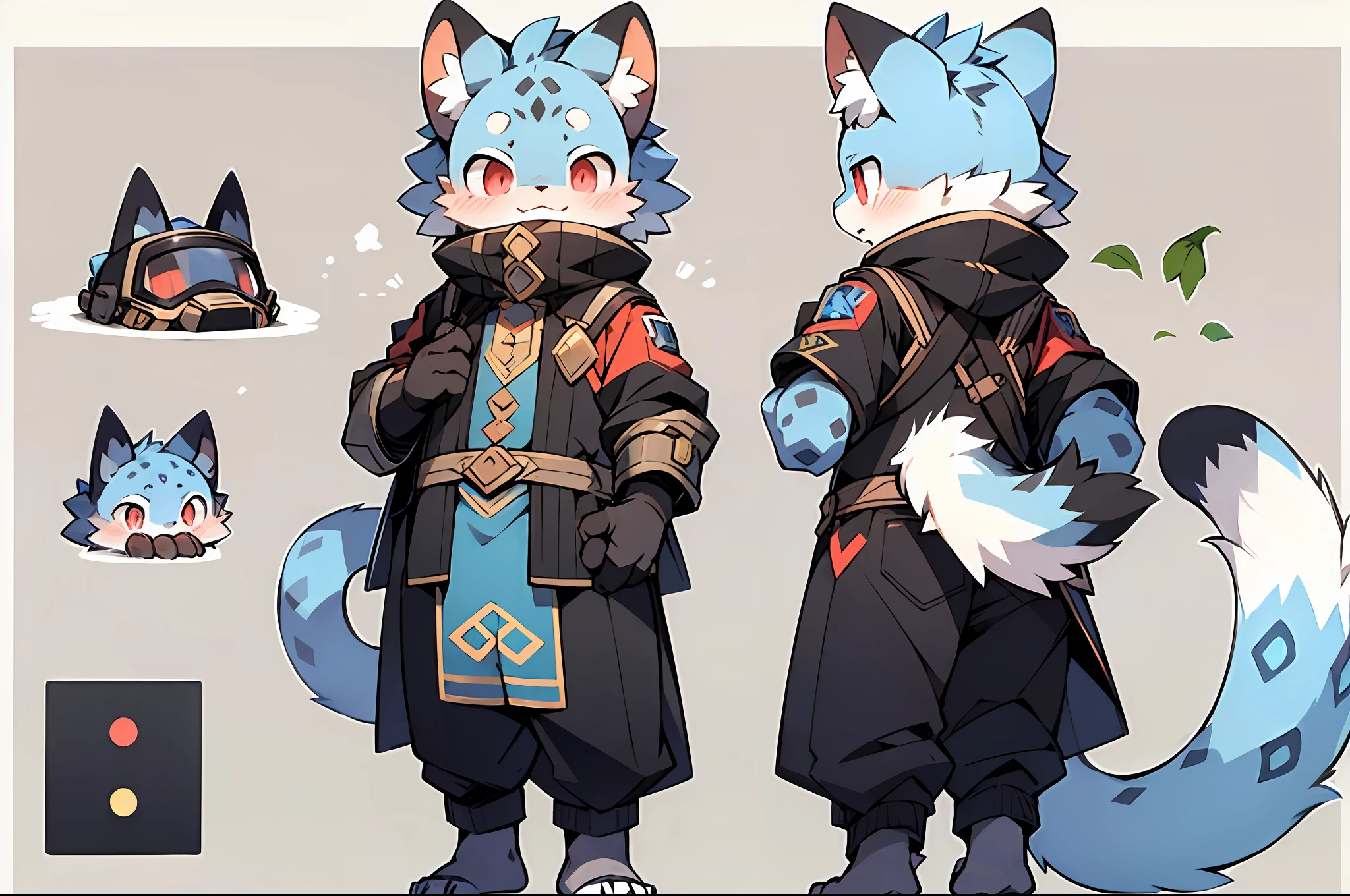 Break,Master masterpieces,high - resolution,8K,detailedbackground,high qulity,(Blue fur,Black sclera,Red eyes,Fluffy fur,Detailed fur,snow leopard)was hairy, Broken, male pubic hair,Various angles,male child, humanoide,fig leaf,Loincloth,(Mecha gloves:0.6,Mecha helmet:0.7,protective goggles,bare foots:0.6,futurism),((独奏)),(by Dagasi: 0.8),( ( characterconcept art,reference sheet ) )