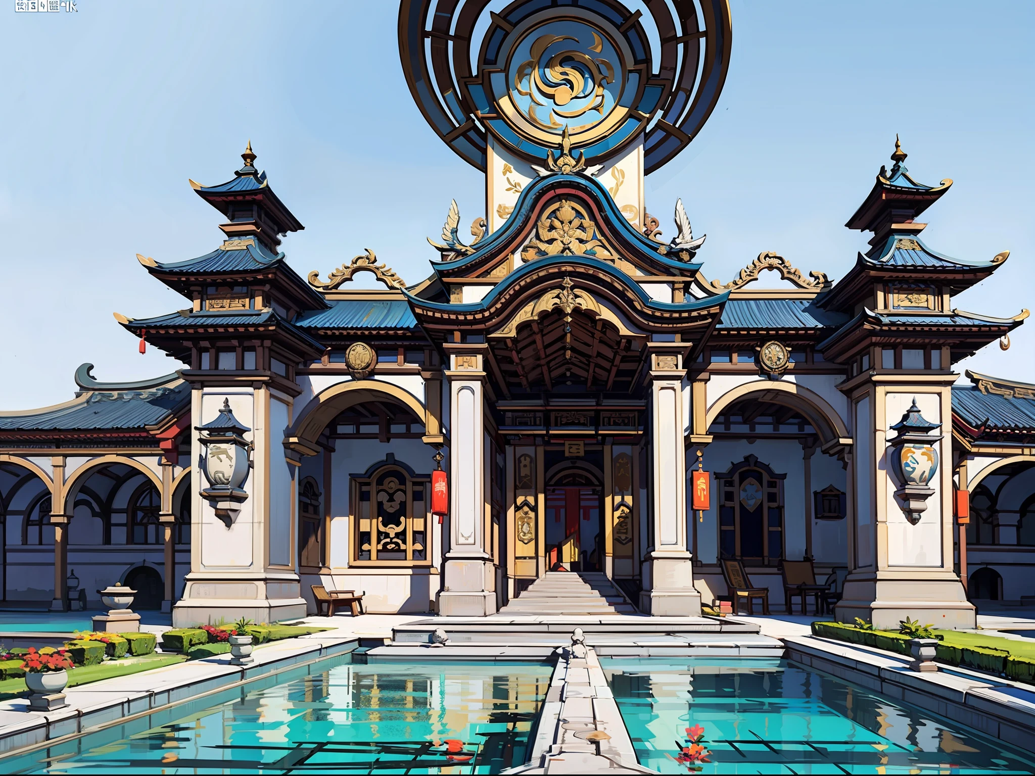 Game Academy，game icons，Ethno-style architecture，Structurally sound、high-definition details，game icons，perfect works，（杰作，premier quality，best qulaity，officlal art，Beauty and aesthetics：1.2），（8K，best qulaity，杰作：1.2）