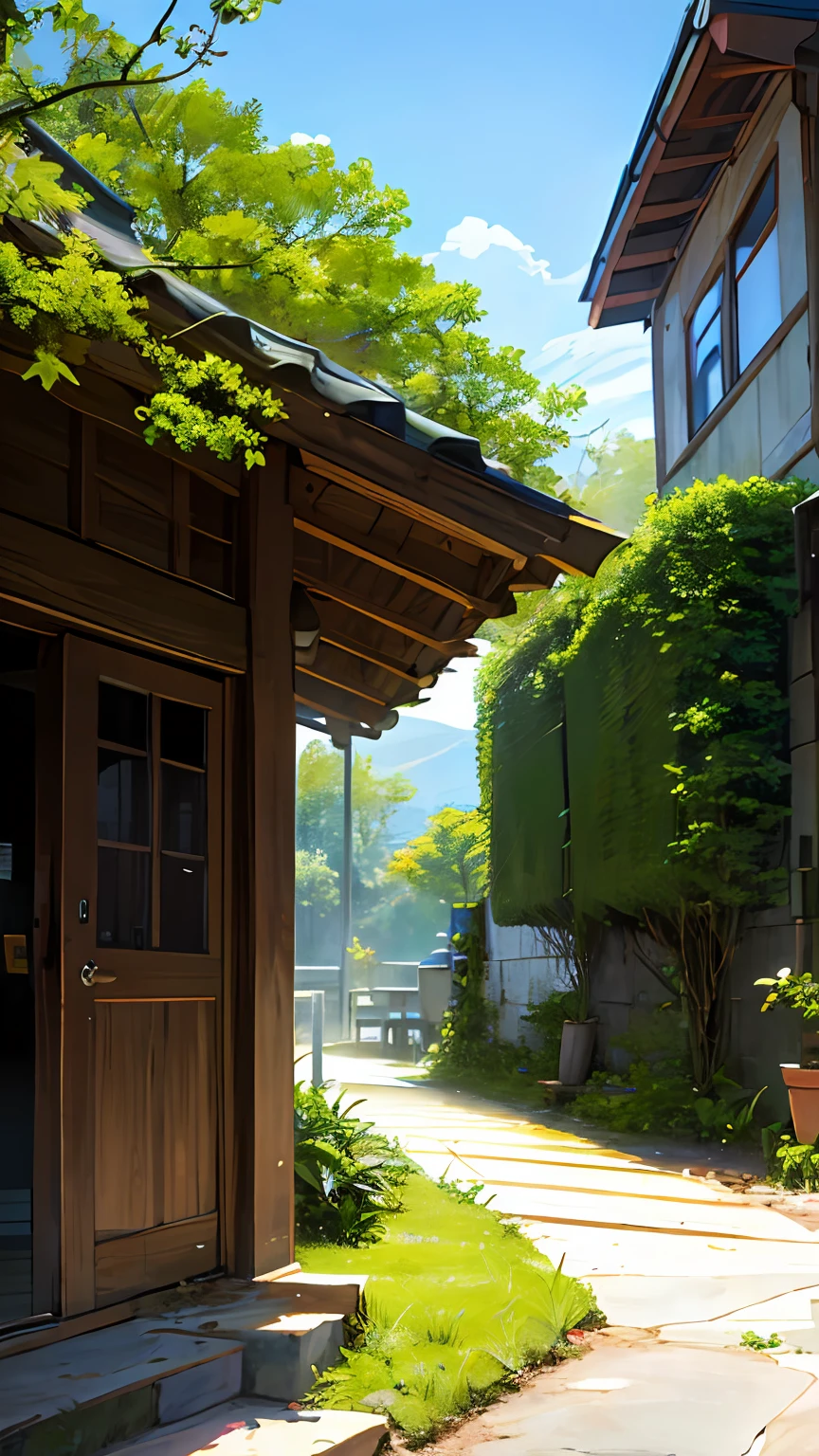 (ultra high res,photorealistic,best quality,photo-realistic),(8k,raw photo,best quality,masterplece),(photon mapping,radiosity,physically-based rendering,automatic white balance),real person,photograph,bridge, building, bush, city, cloud, day, door, fence, field,orest, garden, grass, house, hydrangea, mountain, nature, no_humans, outdoors, path, plant, potted_plant, purple_flower, road, scenery, sky, skyscraper, traditional_media, tree,