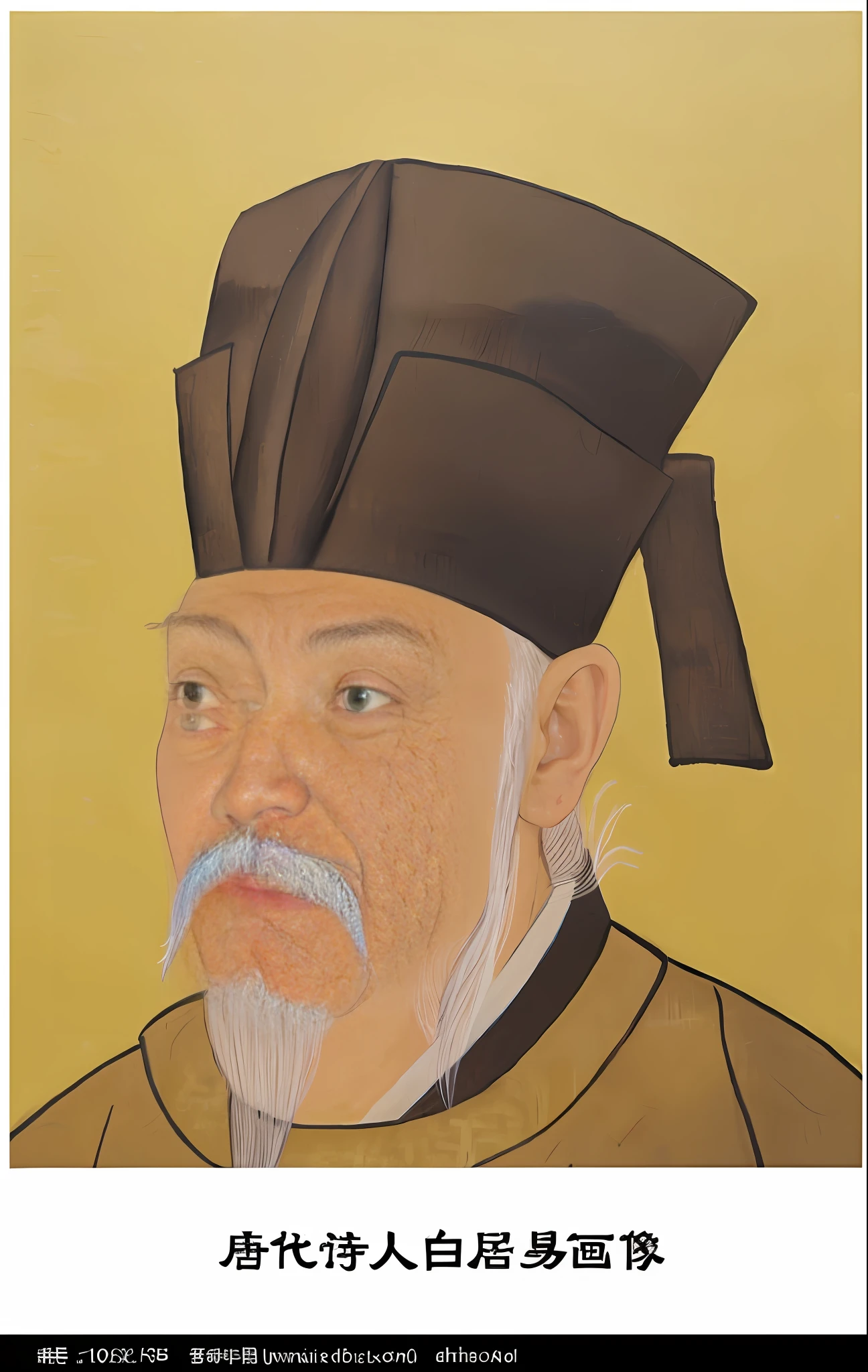 a close up of a painting of a man with a hat and a beard, inspired by Wu Daozi, Inspired by Cao Zhibai, inspired by Xuande Emperor, feng shu, inspired by Emperor Huizong of Song, by Xuande Emperor, inspired by Li Cheng, inspired by Yang Buzhi, Inspired by Hu Zaobin