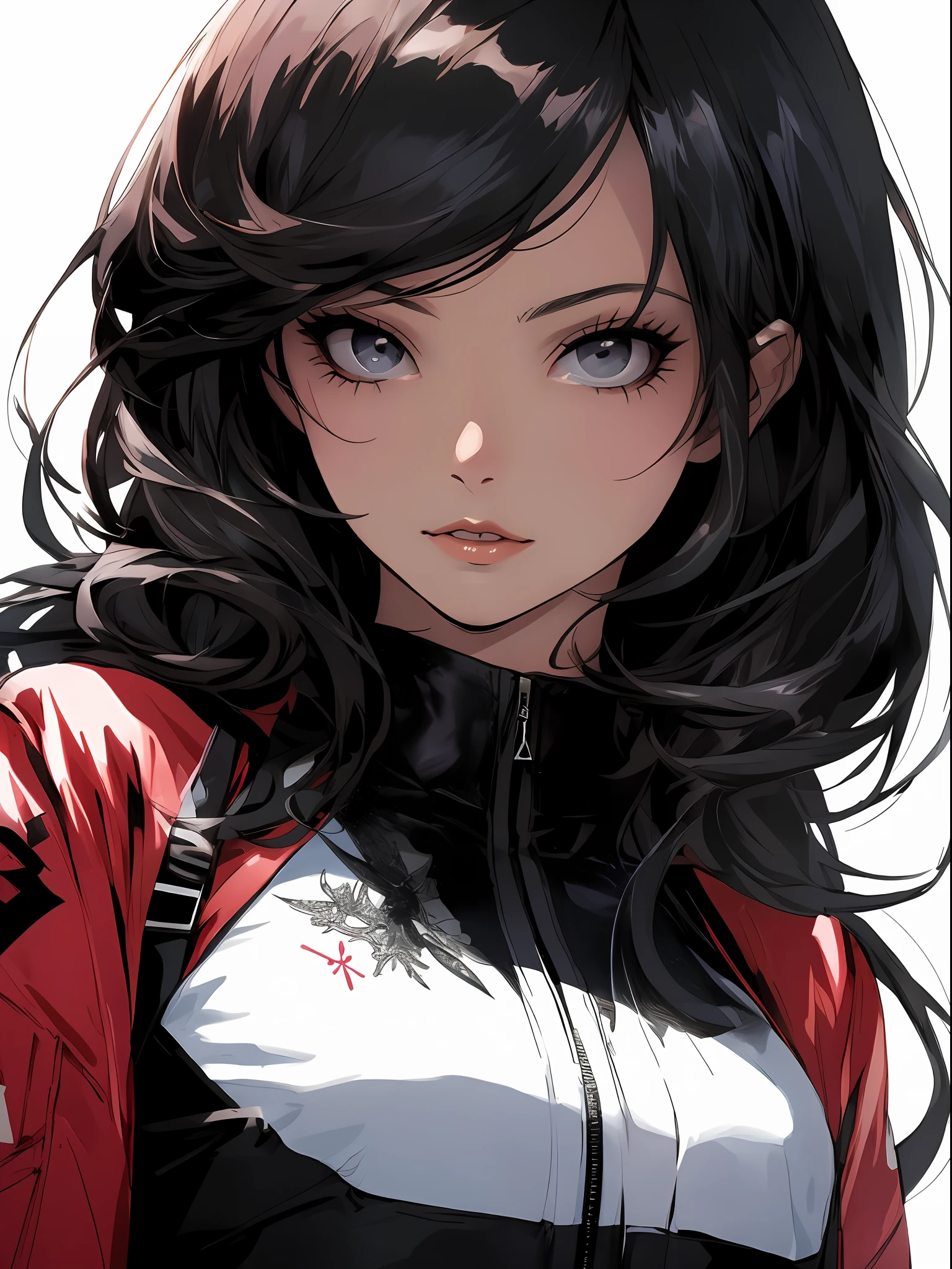 comix illustration style,tatoon style , ashley alexiss ,beautiful woman with long hair ultra detailed, (beautiful and clear background:1.2),, fantastic paintings ,graffit style, flowers, olhos altamente detalhados , a white t-shirt or dressed in a jaeans jacket mulher super detalhada no estilo anime , cabelos ultra detalhados com um leve efeito de brilho , olhos, boca, e nariz com super detalhe de fidelidade , corpo perfeito e ultra detalhado , Futuristic style sticky clothing with effects of various colors and prints super detailed and intricate tattoo style , bracelets on the arms of grafiato in black colors ,cinza e branco ultra detalhados , serious and sensual face , best quality, high quality, extremely detailed cg unity 8k wallpaper, hdr, trending on artstation, trending on cgsociety, high detail, best quality, 1girl, solo, breasts, looking at viewer, kda, upper body, black hair, brown eyes, GlassSteelAI