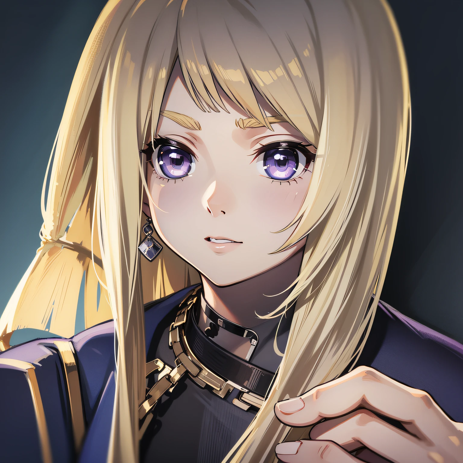 Girl with long white hair,It has different pupils of gold and blue