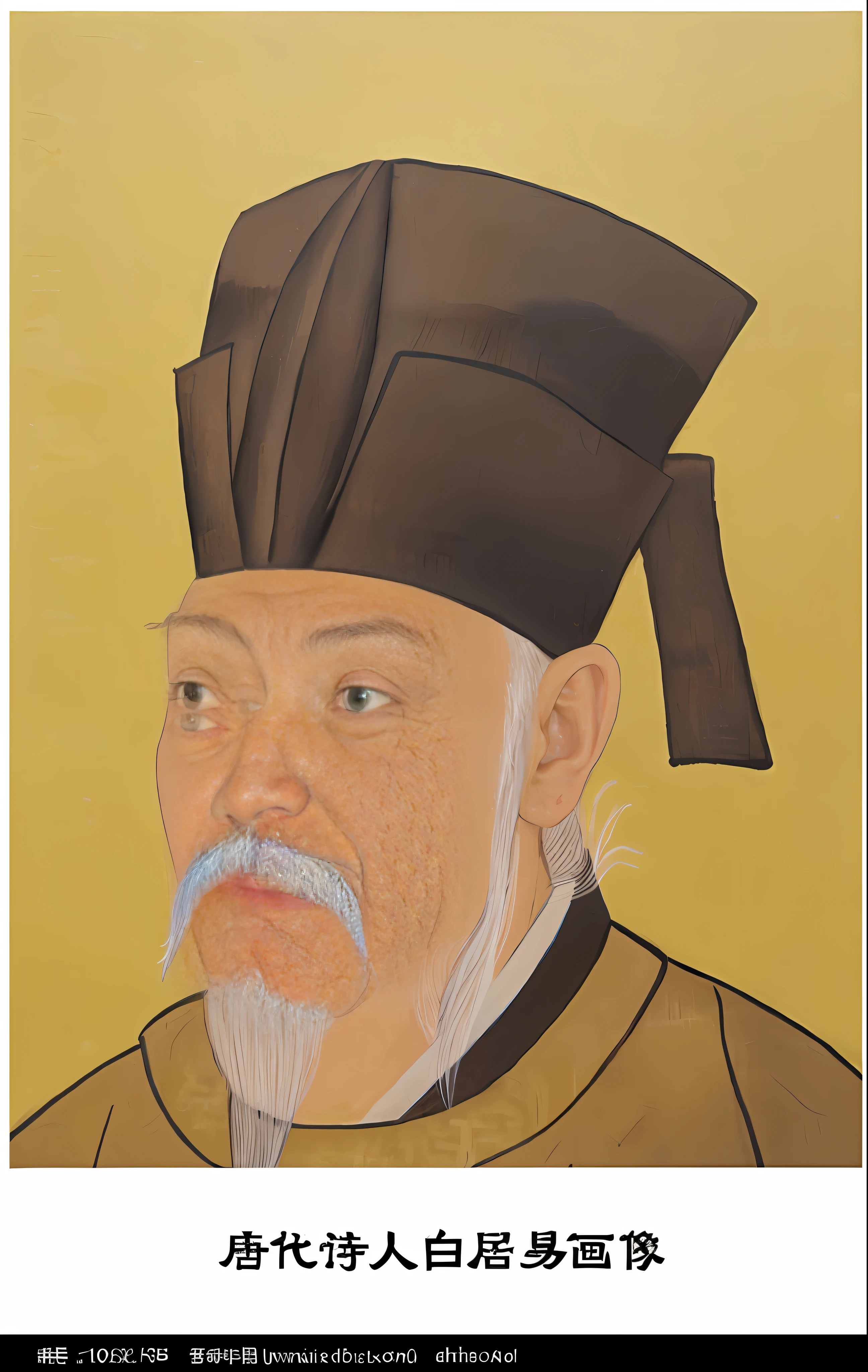 a close up of a painting of a man with a hat and a beard, inspired by Wu Daozi, Inspired by Cao Zhibai, inspired by Xuande Emperor, feng shu, inspired by Emperor Huizong of Song, by Xuande Emperor, inspired by Li Cheng, inspired by Yang Buzhi, Inspired by Hu Zaobin