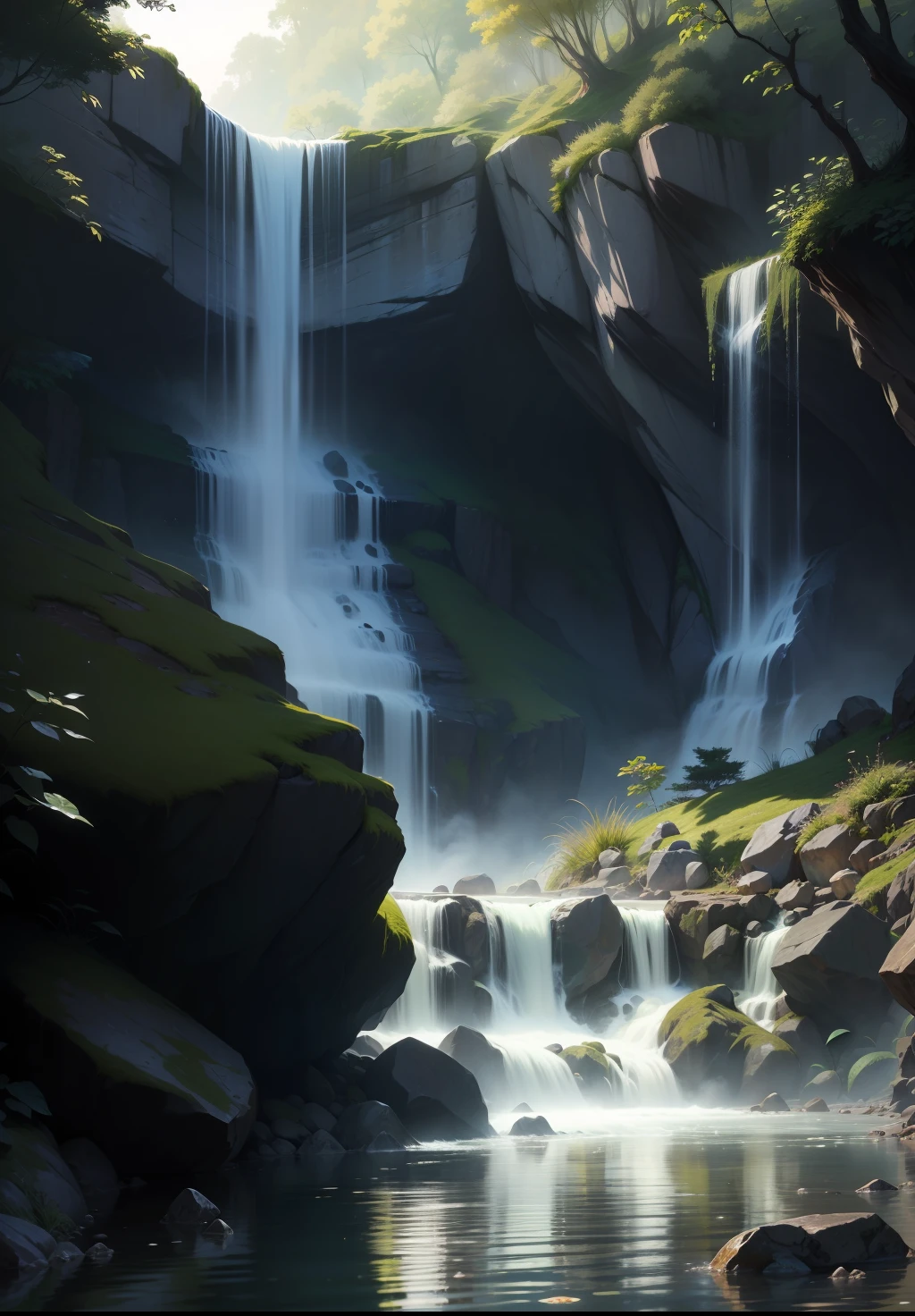 water fall、Beautiful mysterious world、There are no people、Background only