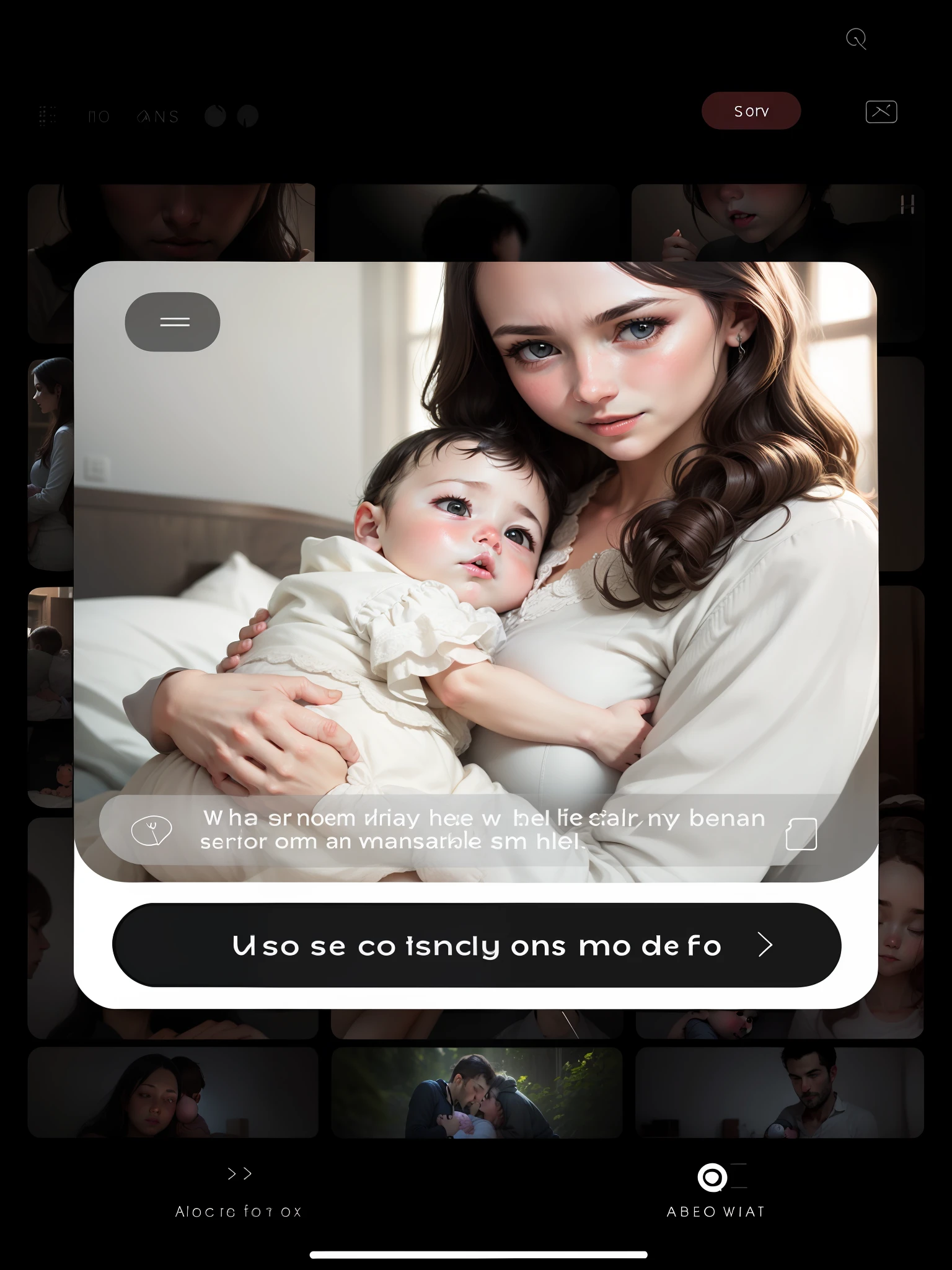 Create an image of mother with baby from the photos and traits of the woman and man who appears in the photo
