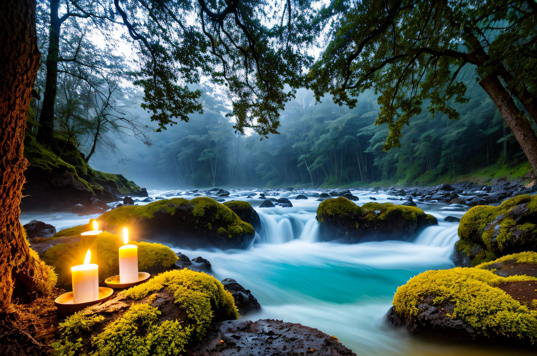 hot springs, cliffs, waves, opalescent, (Photoluminescence), fantasy, clear, Cinematic RAW photo, hyper real photo, ultrarealistic, dslr, soft lighting, high quality, reflections, photo, (sparkling) splashing rainbows, glistening, (iridescent), glimmering, foamy, wet, dripping, twinkling, crystals growing, (secret treasure in it), misty, mystical, enchanting, glittering, (masterpiece) (best quality) (detailed) (8k) (HDR) (cinematic lighting) (sharp focus) (intricate), many lights on rocks, fairy lights in trees, magical colors and atmosphere, enchanting landscape, epic dreamlike fantasy landscape, giant fluorescent fungi, magical colors and atmosphere, impressive fantasy landscape, bioluminescent, epic and stunning, magical environment, celestial, fairies, moons, floating wildflowers, candles, fountain