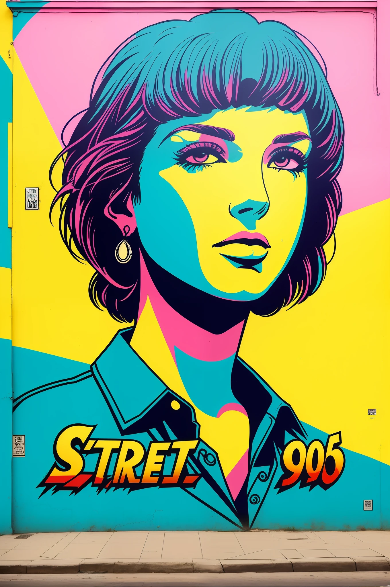 estilo street art assombrado, 1980s, Arte pop americana, with title, frase ou frase de efeito. --v 5