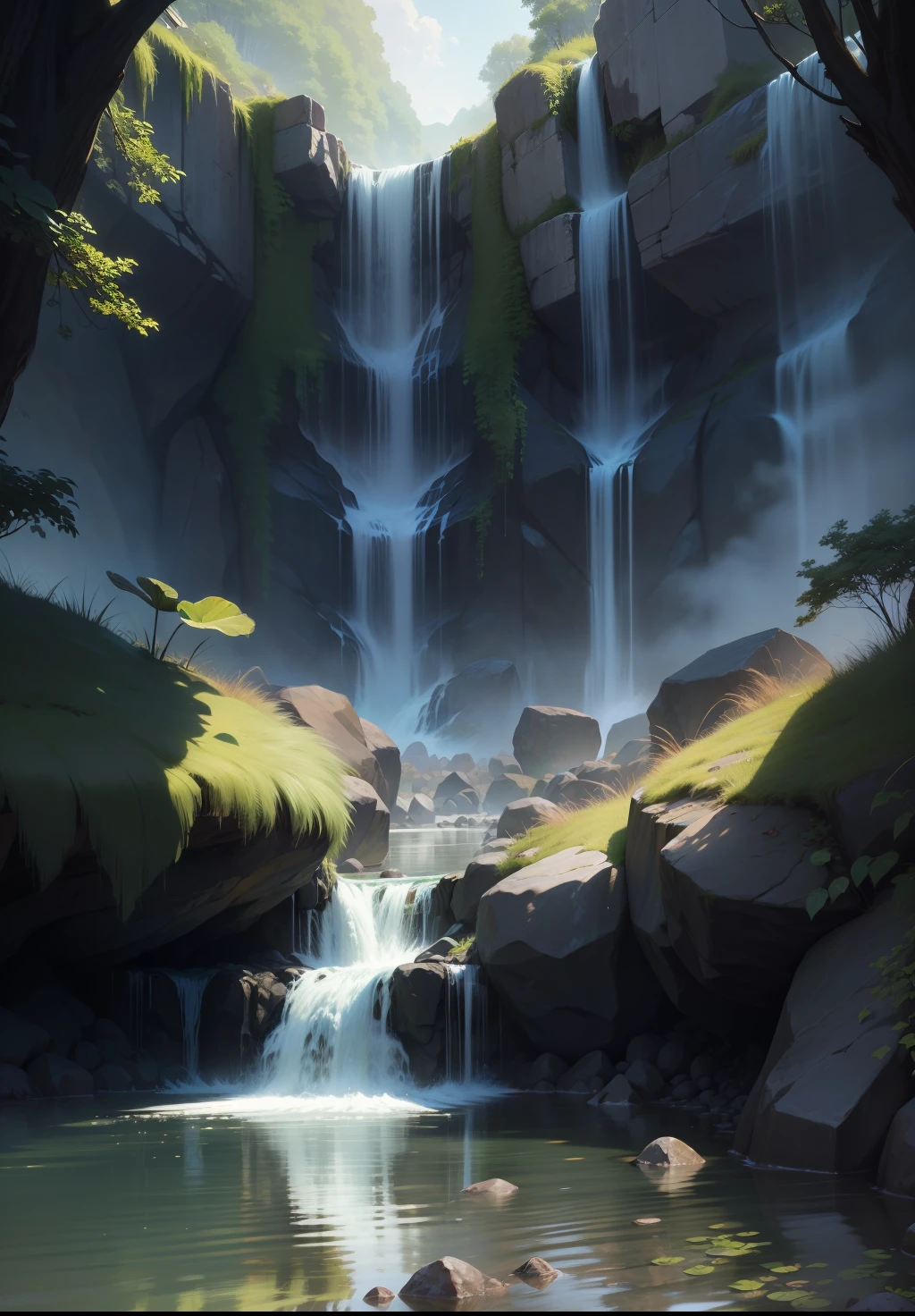 water fall、Beautiful mysterious world、There are no people、Background only