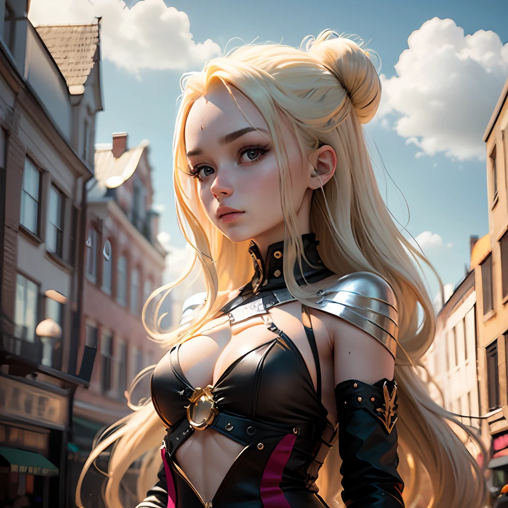 character of yumina urnea belfast,masterpiece,hight quality,long yellow hair,very detailed,3D,upscales --auto --s2