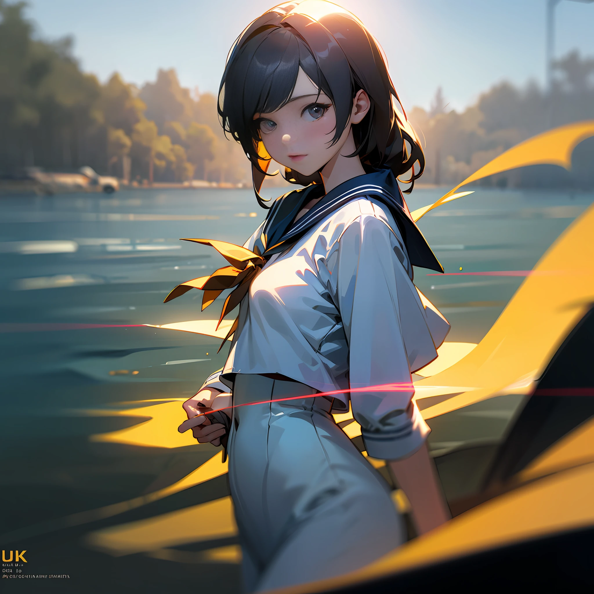 photograph、Natural lighting、photo realism、Cinematic Rendering、raytraced、best qualitiy、Highest detail、Cinematic、Blur effect、Long Exposure、8K、Ulutra HD、Natural lighting、Cinema tick writing、detailed backgorund、The little girl、sailor suits、、A sexy、looking the viewer --auto