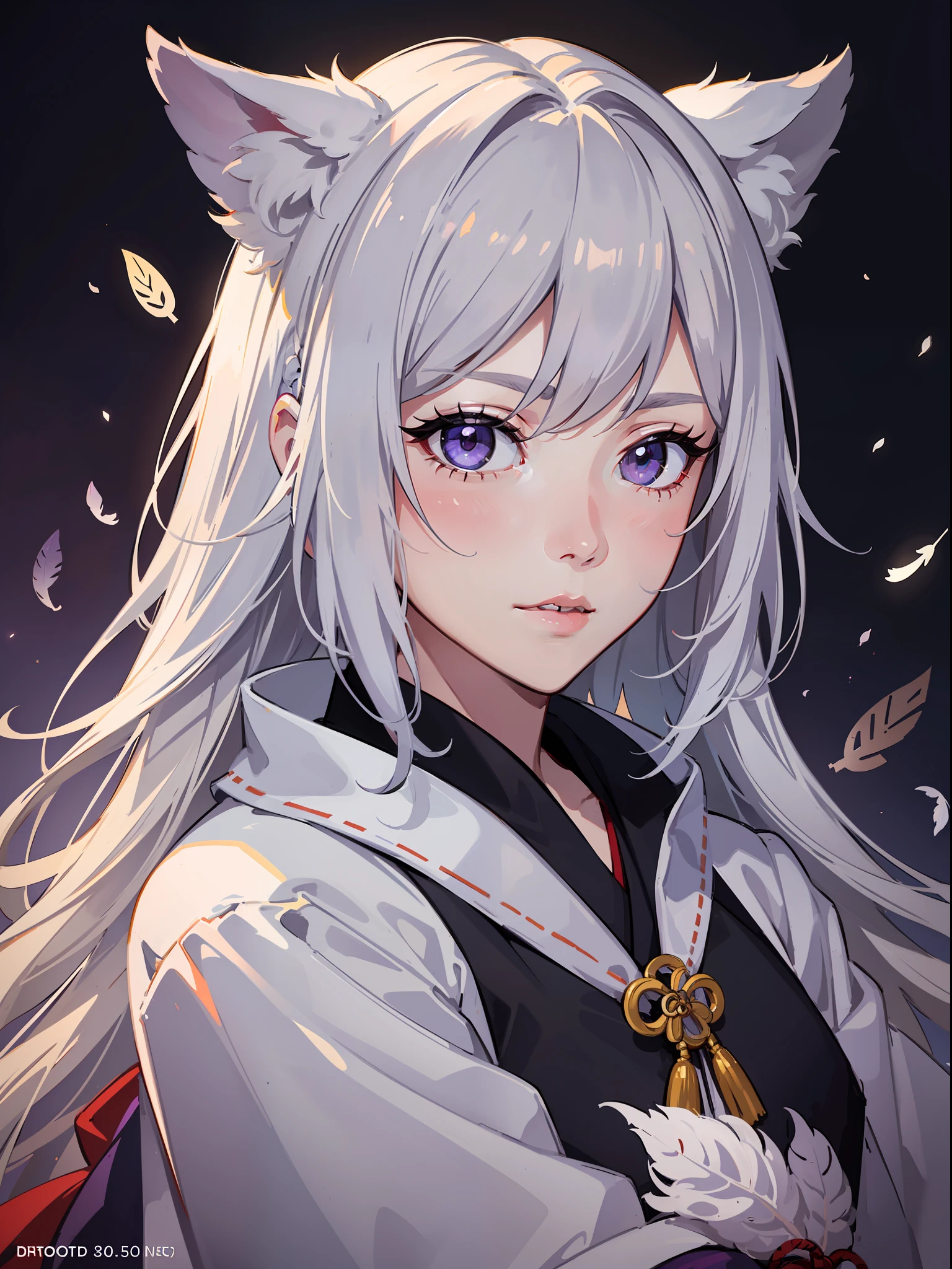 Anime style,ultra-realistic photography, perfectly centered middle top shot, male boy (((Tomoe))) looking at the viewer, fashionable pose, extremely detailed eyes, detailed symmetrical realistic face, white fox ears, ((feathers in hair)), extremely detailed natural texture, pale white , ((pale purple eyes)), tousled hair, masterpiece, ((amazing kimono)) , nikon d850 film, kodak portra 400 f1.6 camera lens, depth of field, highly detailed, amazing, fine detail, rich colors, hyper realistic realistic texture , dramatic lighting, unrealengine, artstation trends, cinestill 800 tungsten, photorealistic, RAW photo, TanvirTamim, high quality, high res, sharp focus, extremely detailed, cinematic lighting, 8k uhd, high res, cinematic, neoprene, behance contest winner, shown on unsplash, cgsociety, unreal engine 5, super sharp focus