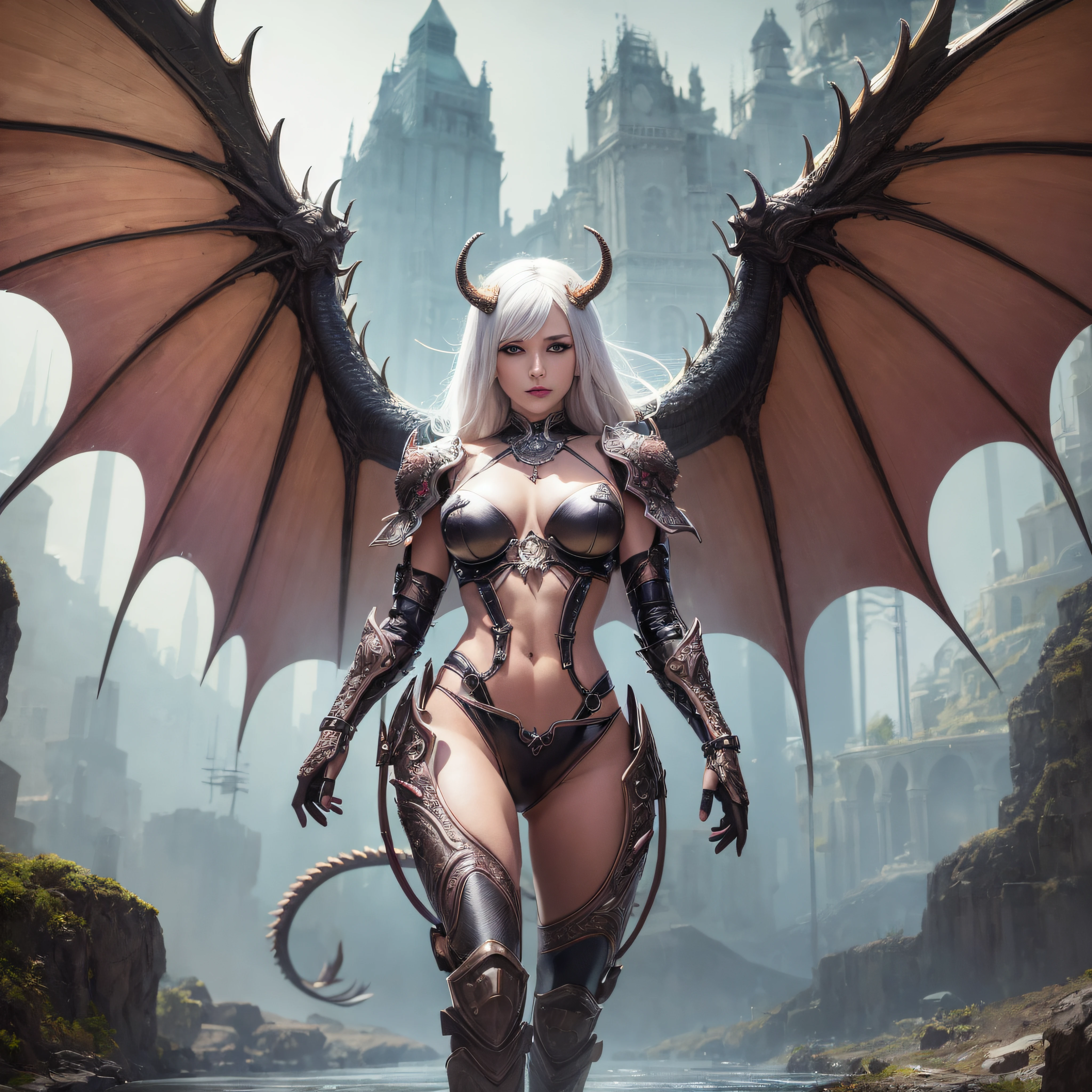 arafed woman in a fantasy setting with a dragon on her shoulder, beautiful succubus, succubus | medieval, succubus, succubus in tight short dress, beautiful elegant demon queen, epic fantasy art style, epic fantasy digital art style, epic fantasy art style hd, villainess has black angel wings, 4k fantasy art