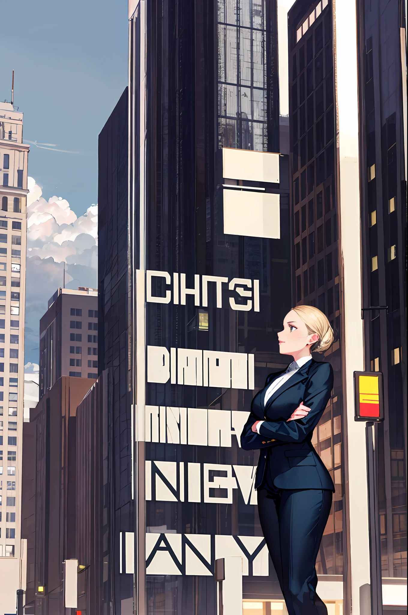 CharlotteCarmen, woman, 
Entrepreneur, power suit, skyscraper, urban landscape, Annie Leibovitz, business portrait, confident, powerful, determined, ambitious, successful, influential, charismatic, captivating, stunning, beautiful.