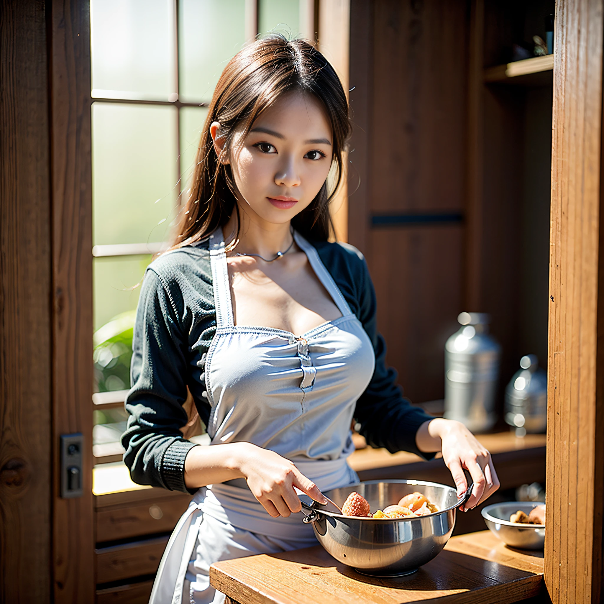 masterspiece、1girls、beste Quality、Alaf asian woman in apron posing in kitchen, gorgeous chinese model, Korean Girl, Beautiful Korean Woman, Gorgeous young Korean woman, Korean Woman, Beautiful young Korean woman, hot with shining sun, Wearing sexy lingerie, Apron naked, goddess of Japan, Sexy Girl, japanese model, Sexy Body, Sexy hot body