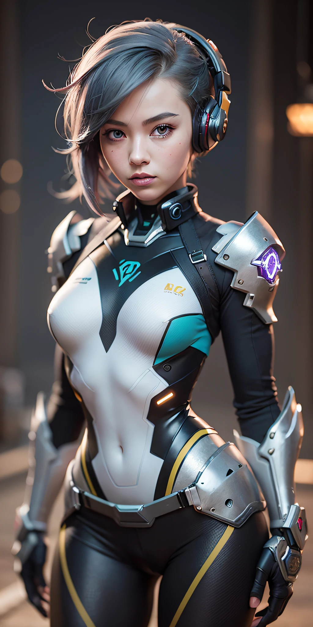 A close-up of a red-haired woman in a futuristic suit with headphones, echo from overwatch, inspired by Marek Okon, Smooth Digital Concept Art, Tendances sur ArtStation HD, Fille en mecha cyber armor, Tendances sur ArtStation HQ, deviantart artstation cgscosiety, Superbe CGSOCIETY, cyber suit, Tendances sur ArtStation 4K, Alexandra Fomina Artstation