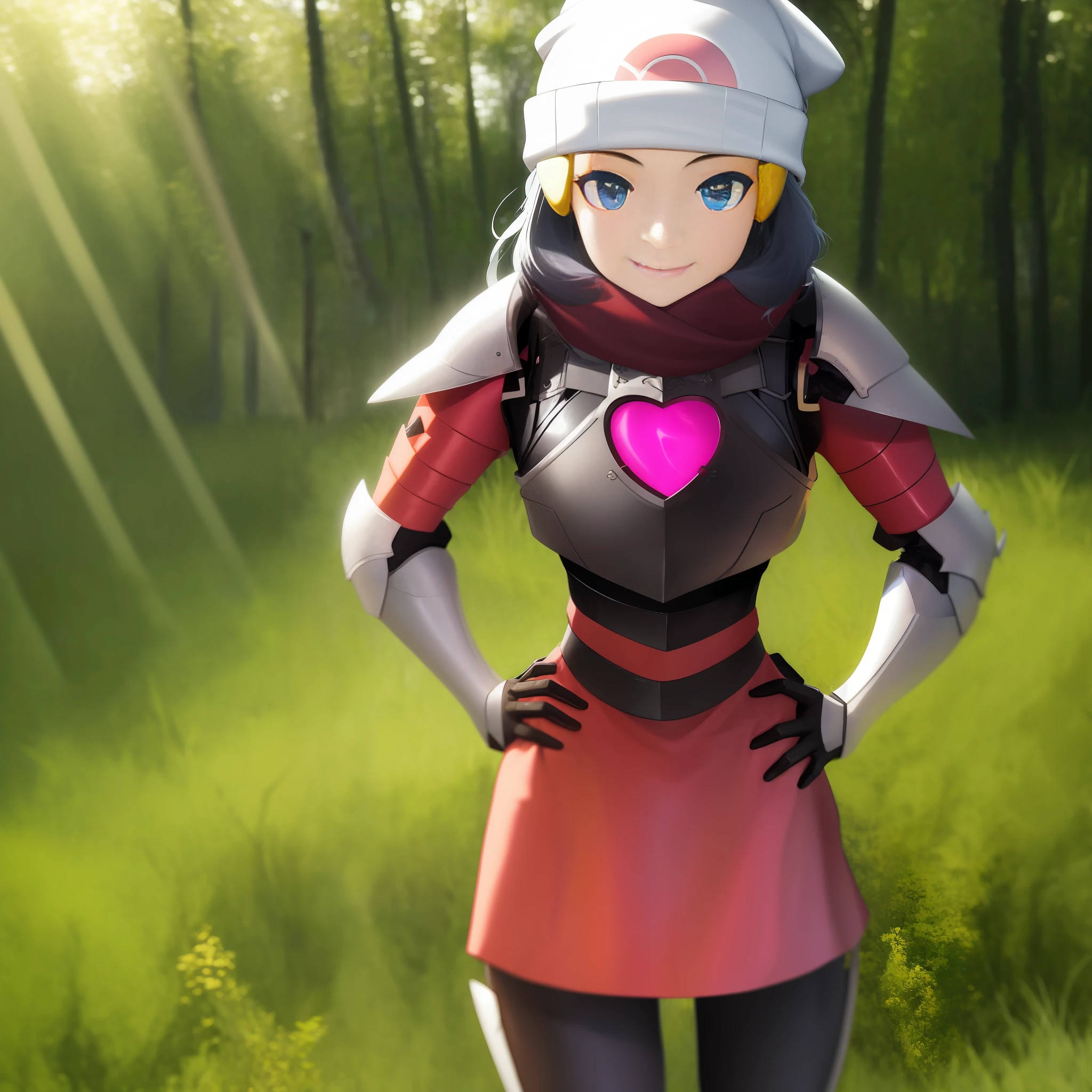 Heavy Black armor with Red-Black Neon Heart inside