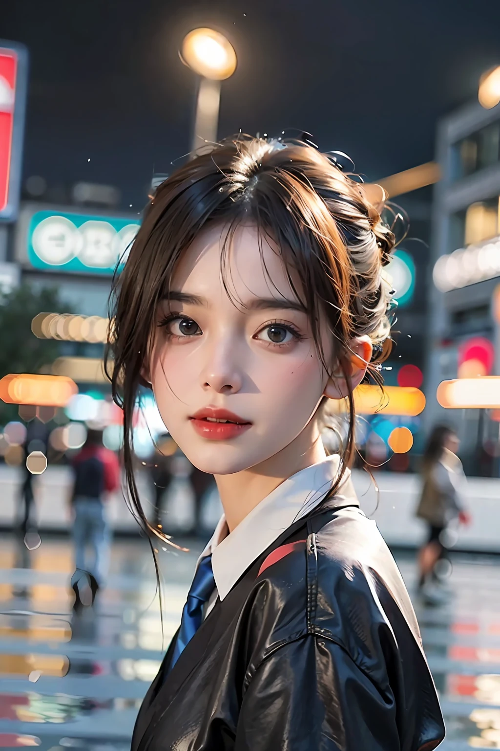 mix4,(8k, RAW photo, best quality, master:1.2), (realistic, photo-realistic:1.37),1girl,cute,cityscape,saigon 1990, night,rain,wet,professional lighting,photon mapping,radiosity,physically-based rendering ,