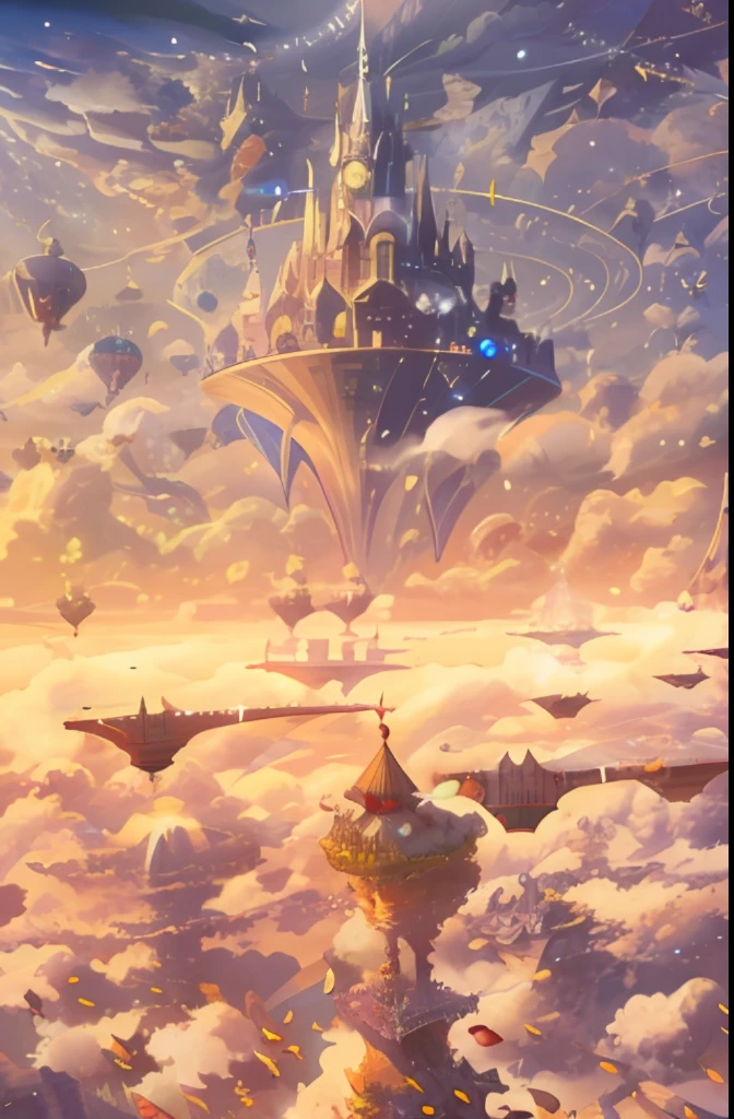 a drawing,A man sits on a rock in a cloud, A microcosm of a strange world,Crazy and grotesque,water fall,Yamakawa,The City of Magic,crazy detail,elegantly,Artistic gems and bee bee bee masterpieces,Art and Beeper height,jessica rossier fantasy art,Science-fi digital art illustration, epic fantasy sci fi illustration,author:Christopher Baraskas,High quality digital concept art,Movie beep code,Symmetrical concept art beautiful fantasy anime, magical dream-like atmosphere, Magical atmosphere + Masterpiece, Anime fantasy artwork, flying cloud castle, palace floating in the sky, floating city in the sky, floating lands in-clouds, anime fantasy illustration, an immense floating castle, Cloud Palace, dreamy psychedelic anime, wide angle fantasy art