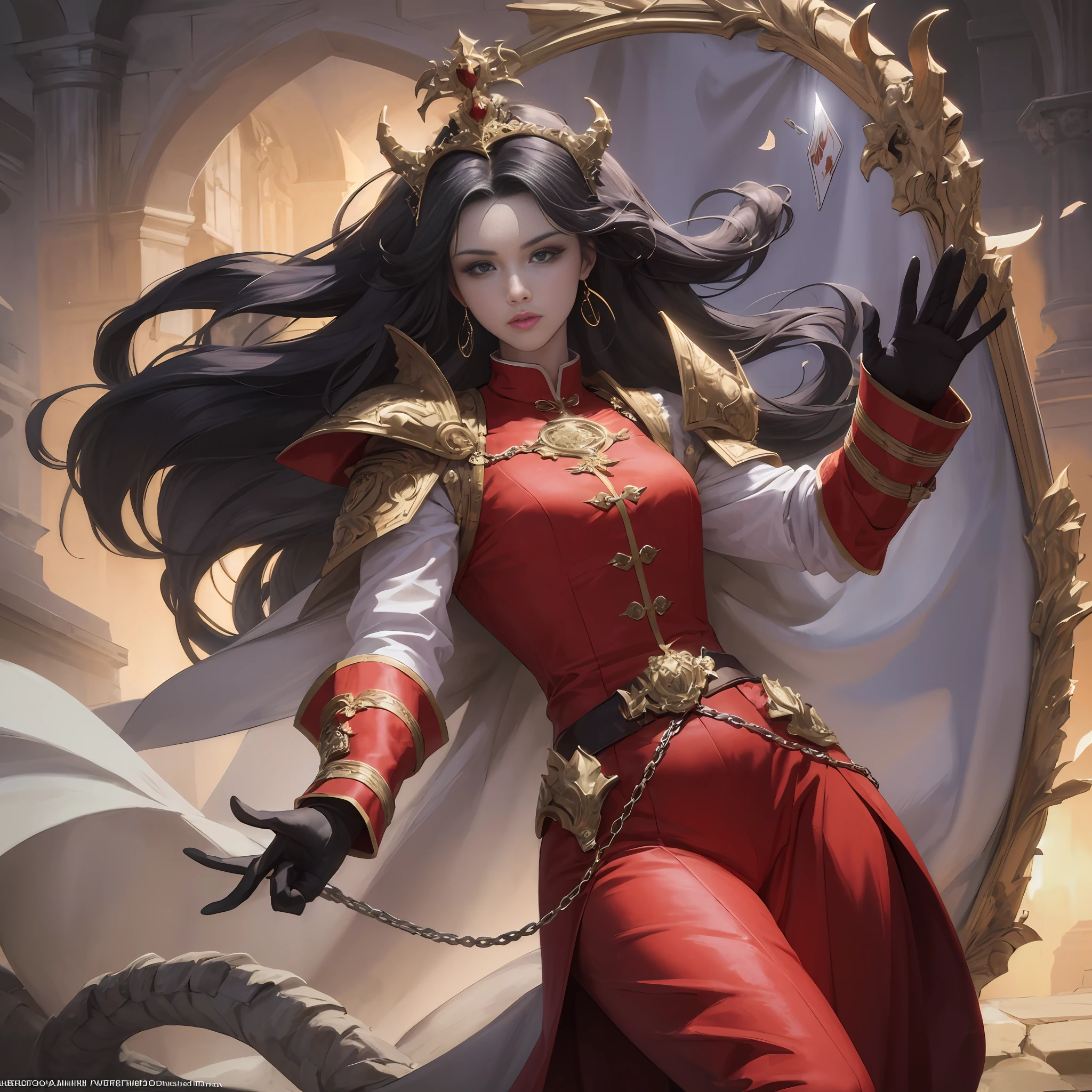 Create a funny image of the "Heather", lord high artificer” ( if possible use the card sleeves mark "Dragon Shield" as an example) but also artistic without much detail --auto
