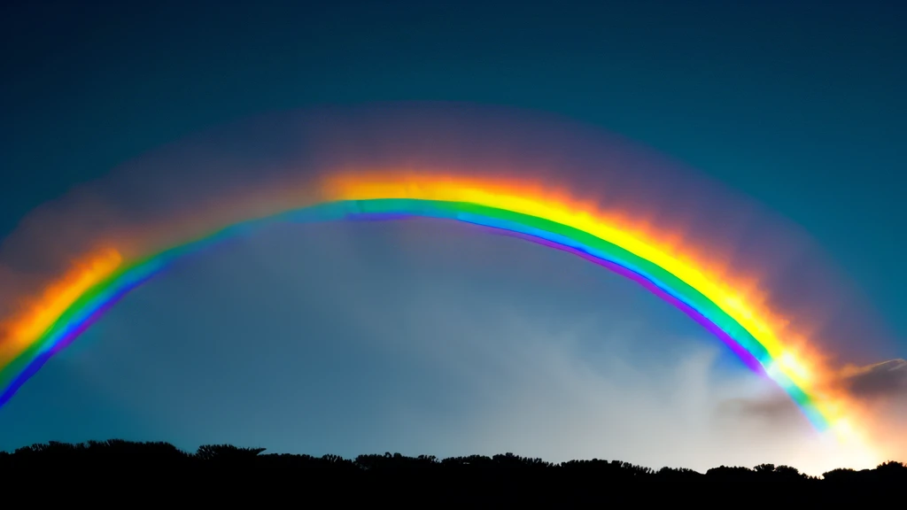arco iris no ceu, ceu nublado cheio de nuvens brancas