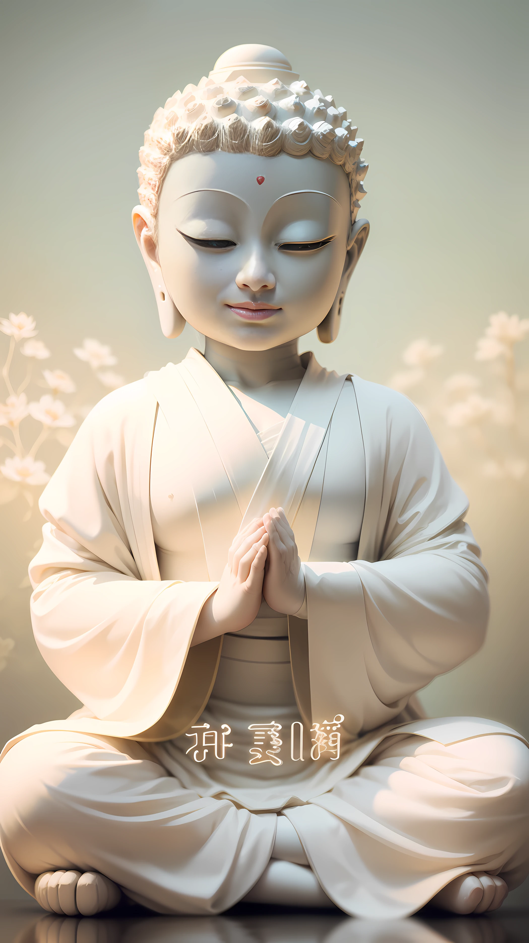 Buddha's illuminated background,Delicate and cute facial features