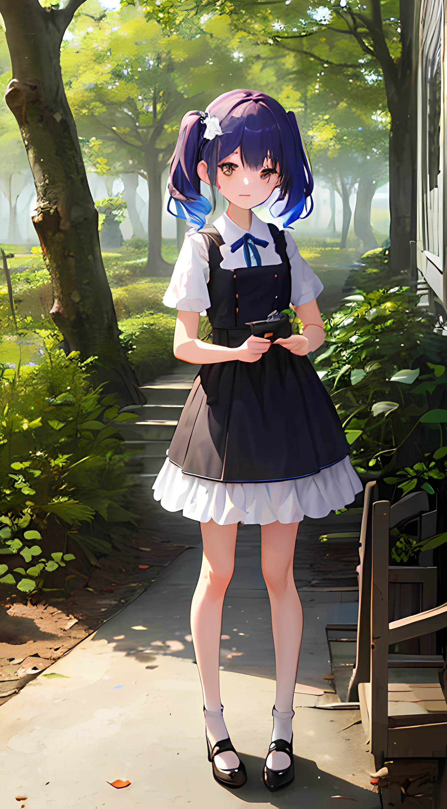 (super quality)), , In the forest, Quiet creek, lots of wildflowers, creek, nice images, nice details, nice shadows,female pervert1The human、An ultra-high picture quality、Slender young woman、white t-shirts、Beige long skirt、ponie tail、inside forest、hyperdetailed face、One heavy、Center the screen、Asia