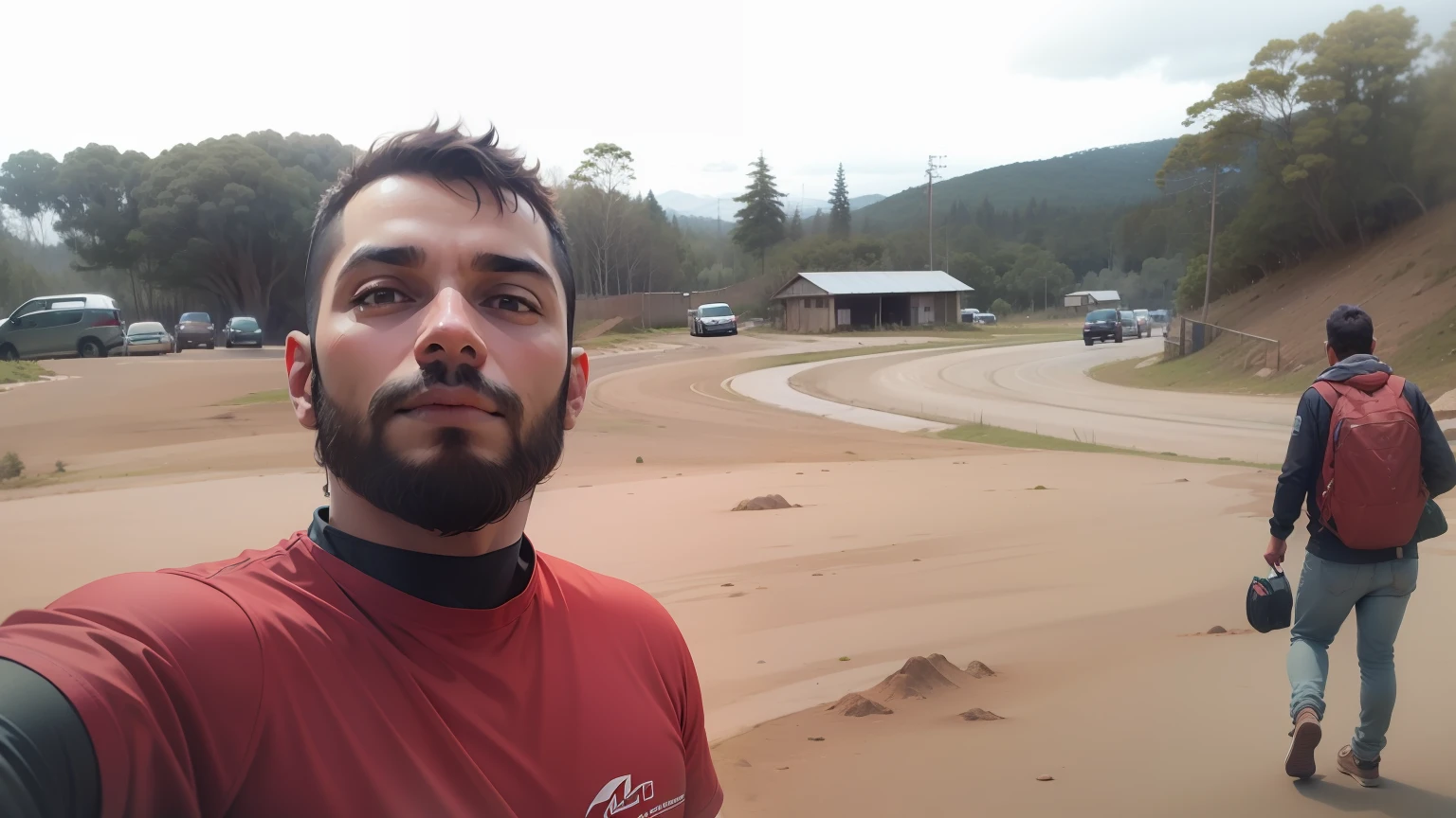 fundo uma floresta com montanhas --auto