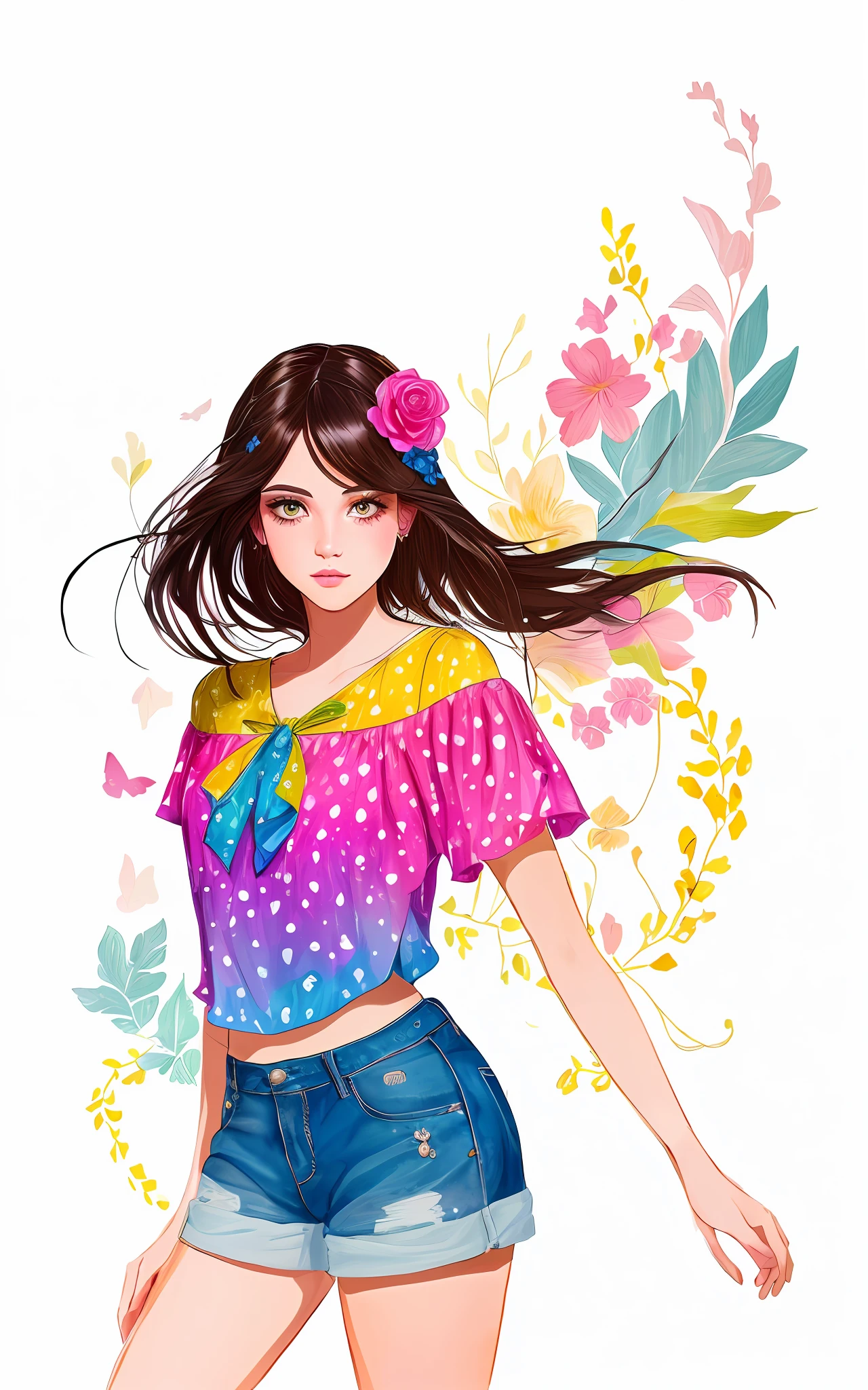 um desenho de uma mulher em um top rosa e shorts com estampa de leopardo, estilo de arte bonito, arte digital bonito, Cartoon style illustration, arte fofa, in style of digital illustration, arte digital. @mariomaniacdude, Estilo de desenho bonito, estilo de desenho, arte inspiradora, desenhado com photoshop, vida como, decora inspired illustrations, desenho animado bonito, sugary sweet