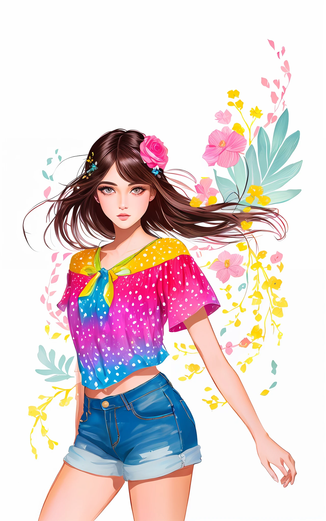 um desenho de uma mulher em um top rosa e shorts com estampa de leopardo, estilo de arte bonito, arte digital bonito, Cartoon style illustration, arte fofa, in style of digital illustration, arte digital. @mariomaniacdude, Estilo de desenho bonito, estilo de desenho, arte inspiradora, desenhado com photoshop, vida como, decora inspired illustrations, desenho animado bonito, sugary sweet