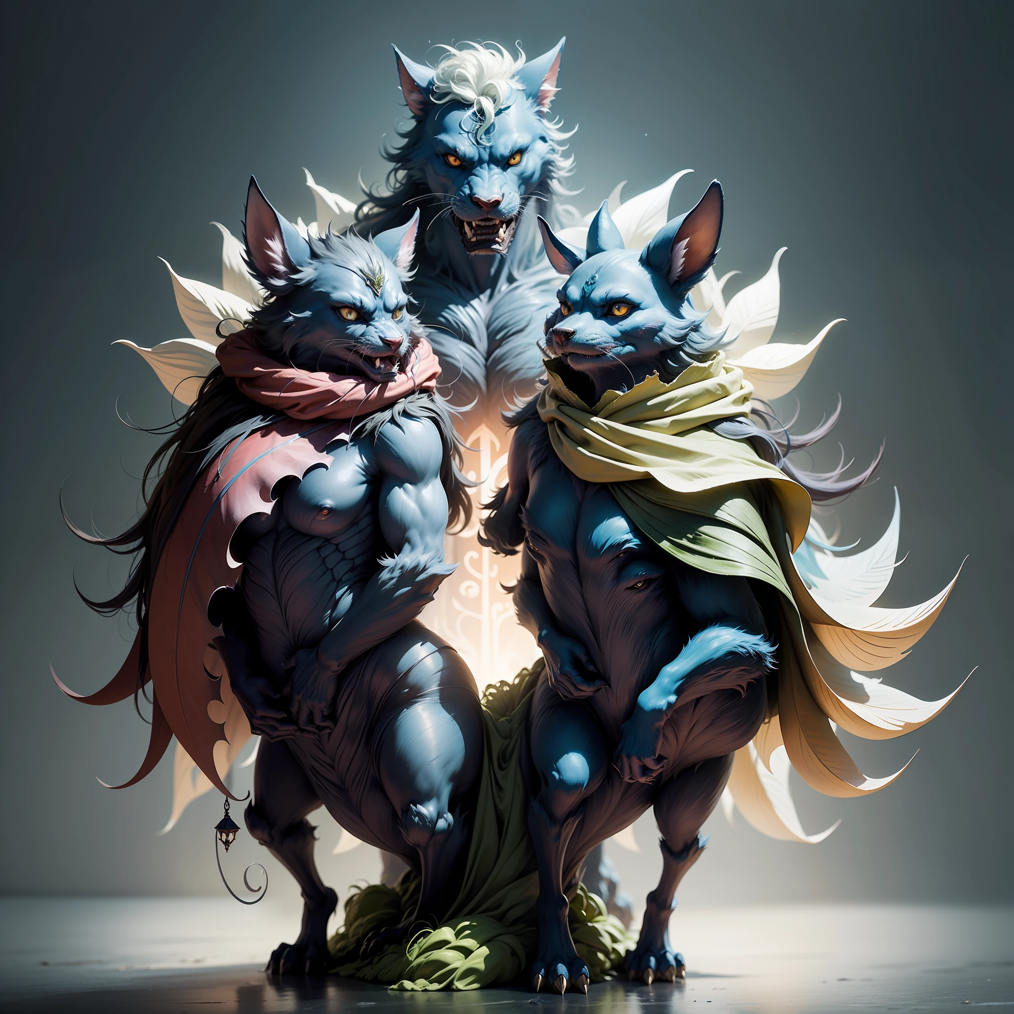Magic World. Design a mythical creatures that have never been seen before. Your artwork should showcase the unique features and characteristics of these creatures, with a color palette and texture that bring it to life.