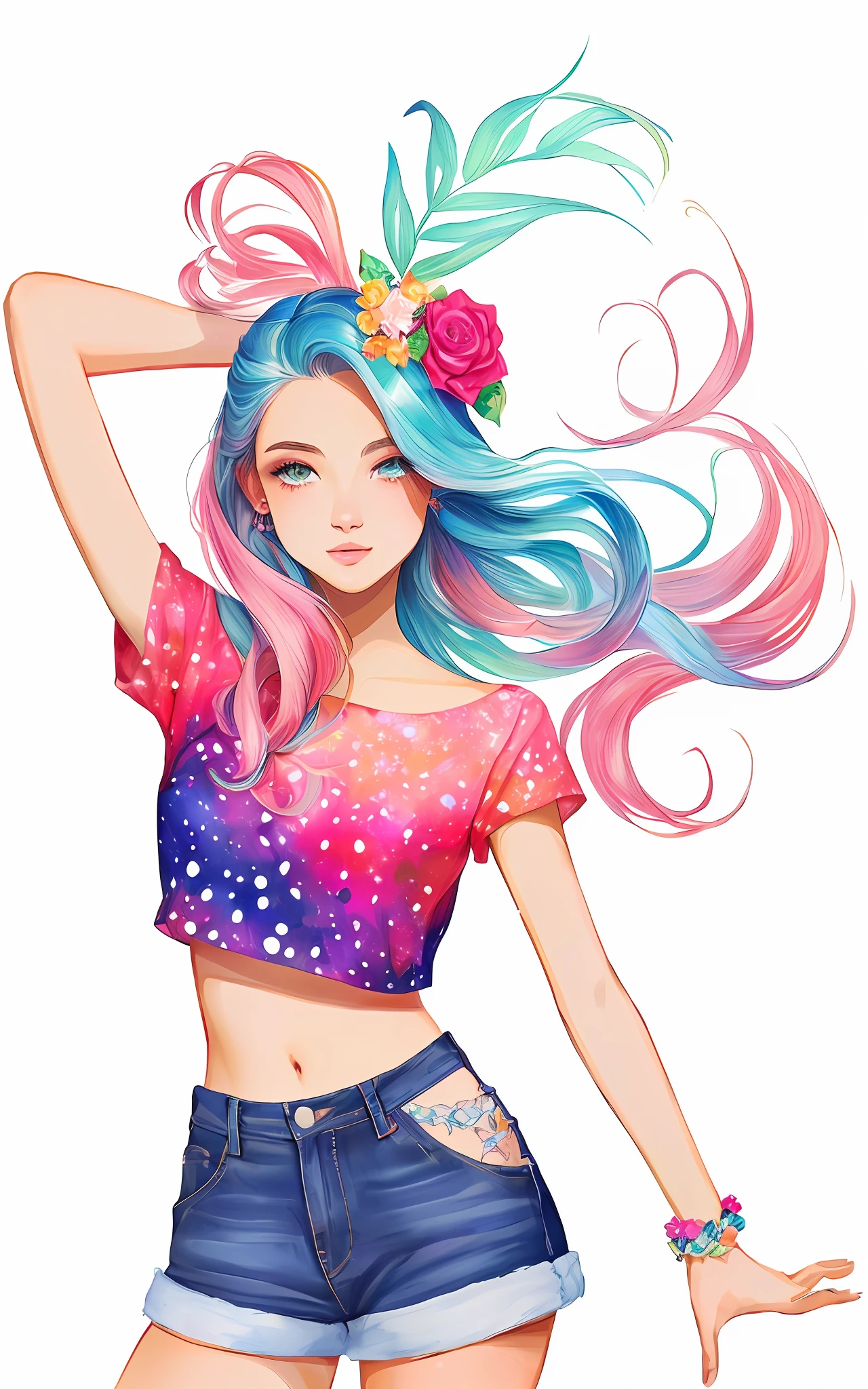 um desenho de uma mulher em um top rosa e shorts com estampa de leopardo, estilo de arte bonito, arte digital bonito, Cartoon style illustration, arte fofa, in style of digital illustration, arte digital. @mariomaniacdude, Estilo de desenho bonito, estilo de desenho, arte inspiradora, desenhado com photoshop, vida como, decora inspired illustrations, desenho animado bonito, sugary sweet