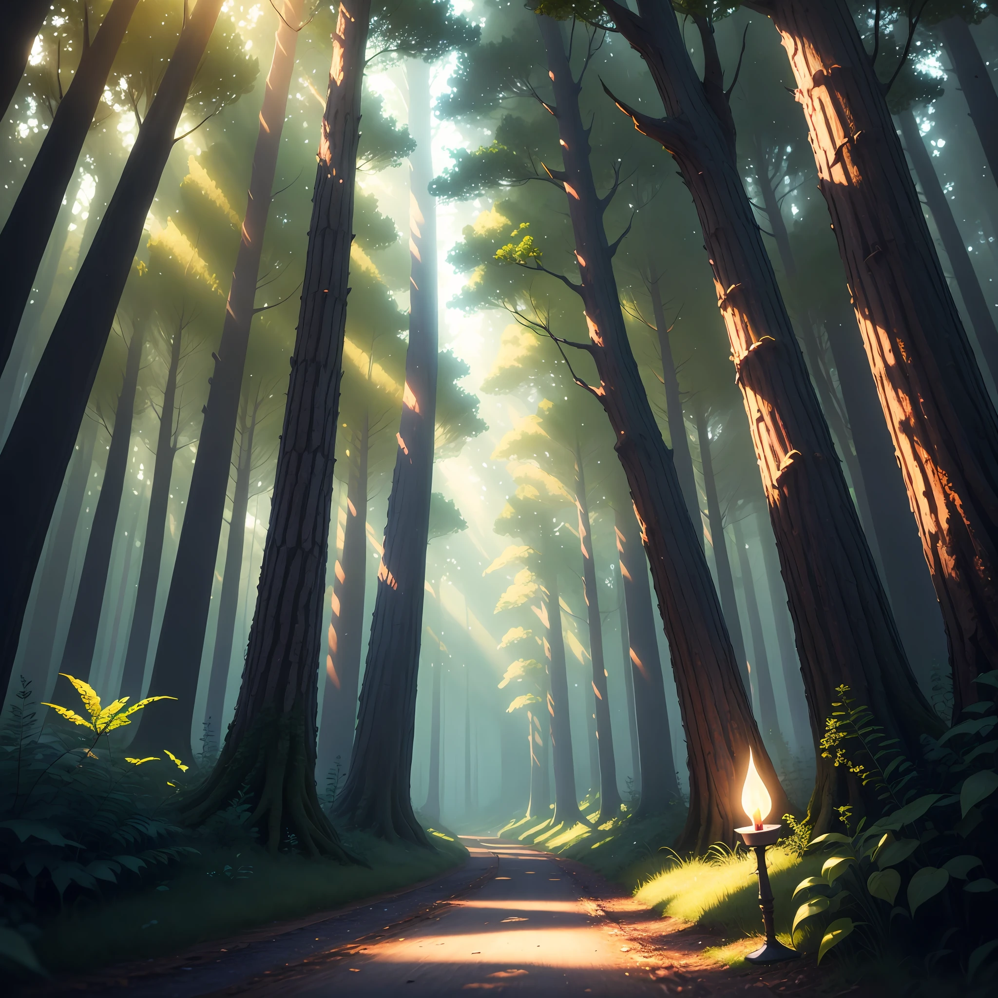 Magical forest rear wheels,Glowing candle in the distance,anime lush john 8k woods,magical fantasy forest,Magical Fairy Forest,Beautiful art UHD 4 K,Enchanting Fantasy Forest,magical forest background,Magical forest,Highly detailed digital art in 4K,Magical environment,background artwork,Structured light,Straight road