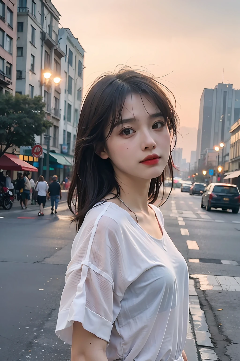 mix4, (8k, RAW photo, best quality, master:1.2), (realistic, photo-realistic:1.37), 1girl, cute, cityscape, old saigon in 1990, city night, wet, professional lighting, photon mapping, radiosity, physically-based rendering, cyclo on the street, upper body