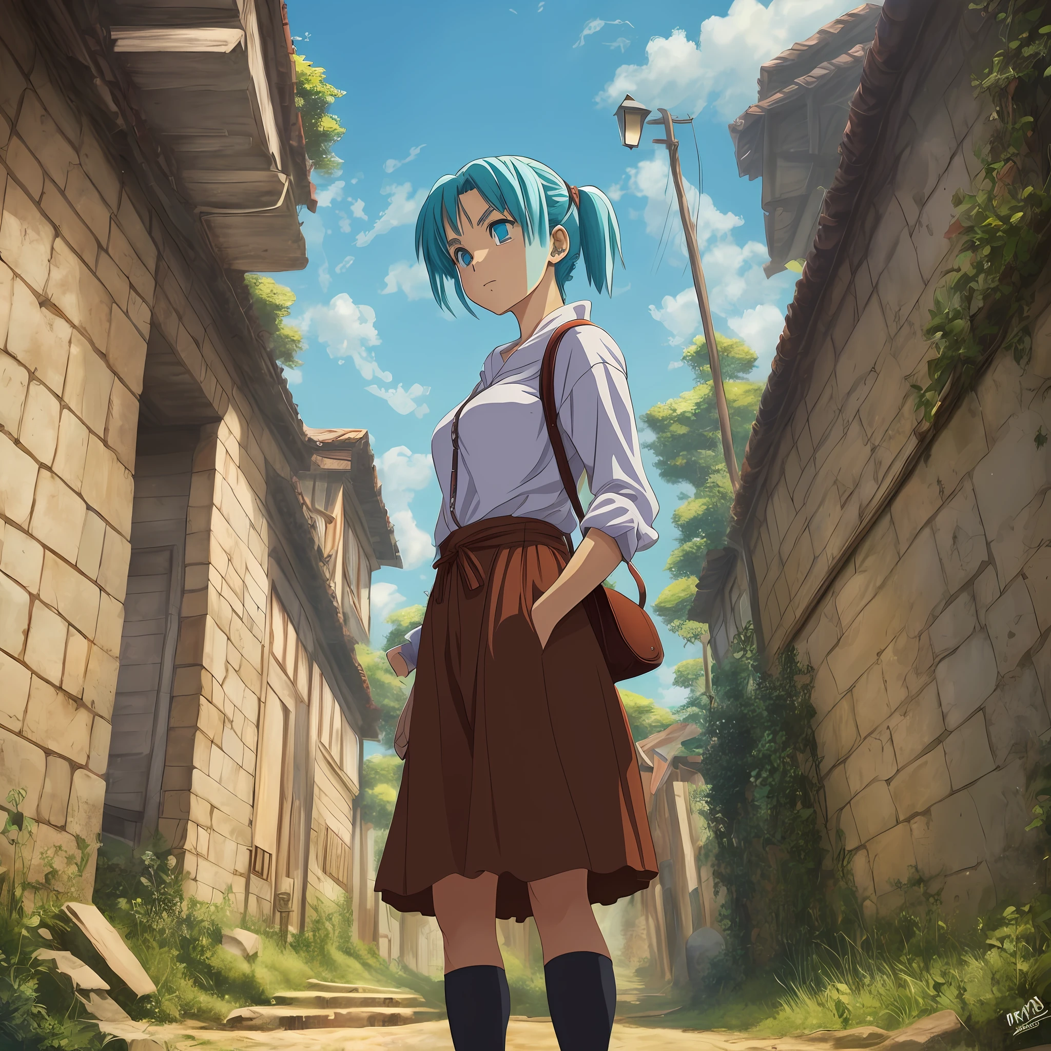 Bulma no estilo das artes de Ghibli, obra prima