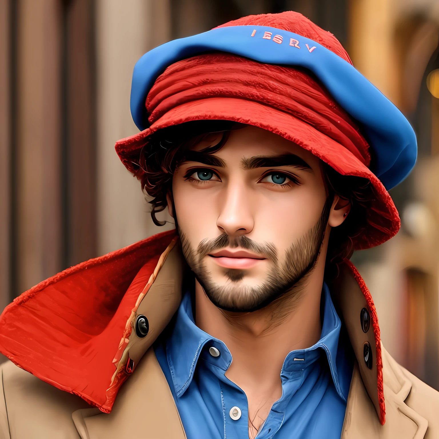 Uomo bellissimo 
Italiano 
Cappelli rossi
Barba rossa,occhi azzurri