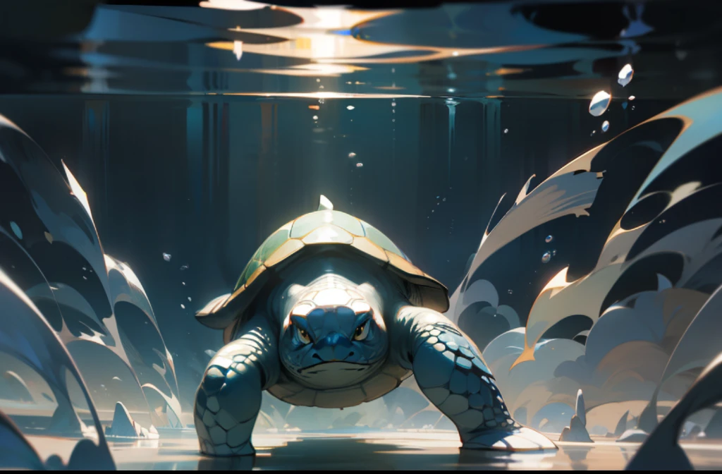 (No human, turtle, cliff, underwater, perspective, from below: 1.5), Miyazaki Hayao dream style, Meiji art, light color color painting, rich layers, realistic figurative painting, realistic hyper-detailed portrait style, new traditional japan, soft edges, dreamy illustration, (very detailed CG unity 8k wallpaper), clean background, natural light, best quality, hyper detail, 3d art, c4d, blender, oc renderer, 3d rendering, 8k