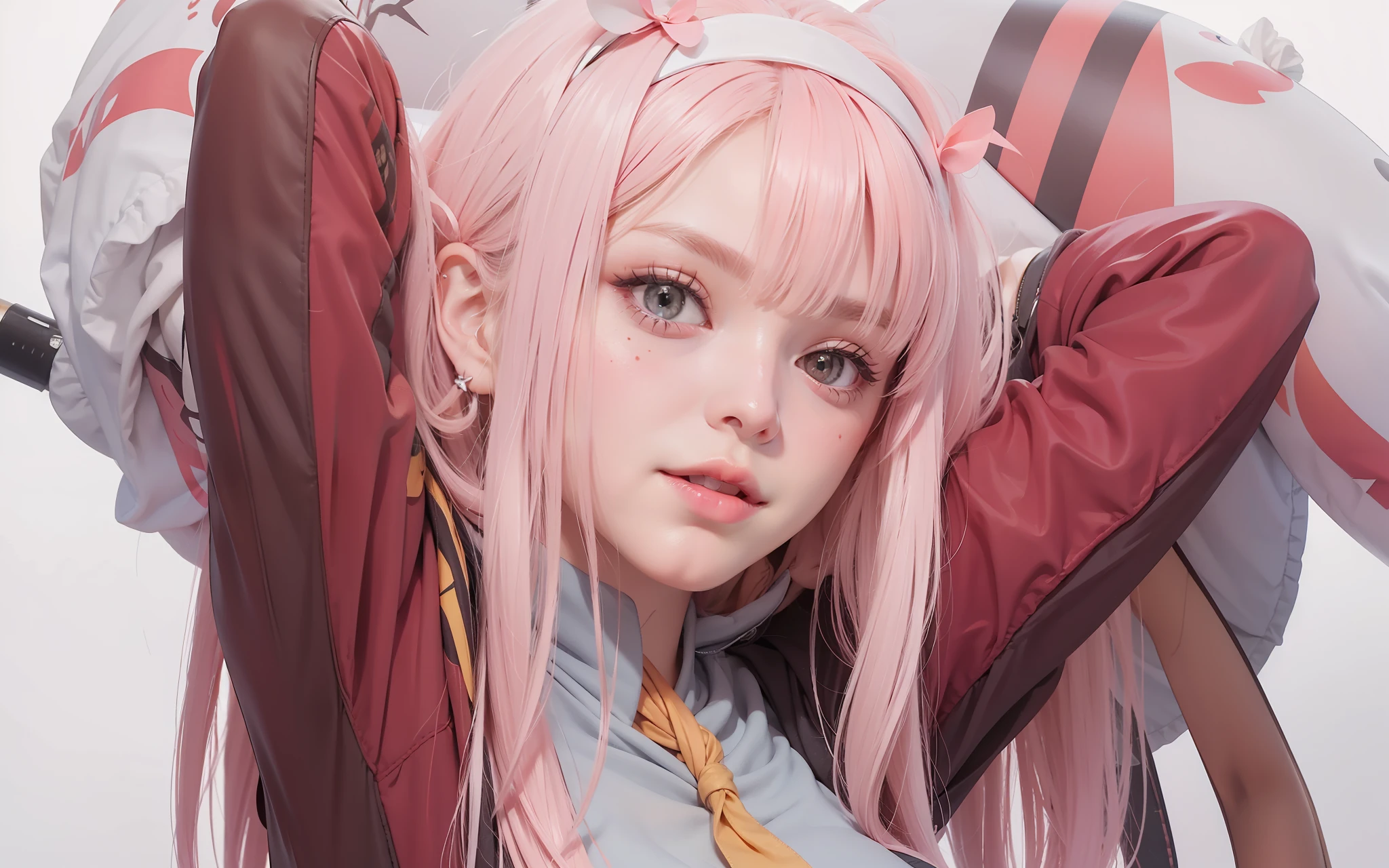best quality, ultra detailed, extremely detailed, realistic, (masterpiece:1.1), high quality, (highres), female, idol, 22 years old,  smile, embarrassed, blush, slender, pale skin, light pink hair, wavy hair, medium hair, (hoodie,  \(see-through\) skirt), nsfw, small breasts, panties, pantyhose, kneehighs, chewing lolipop
