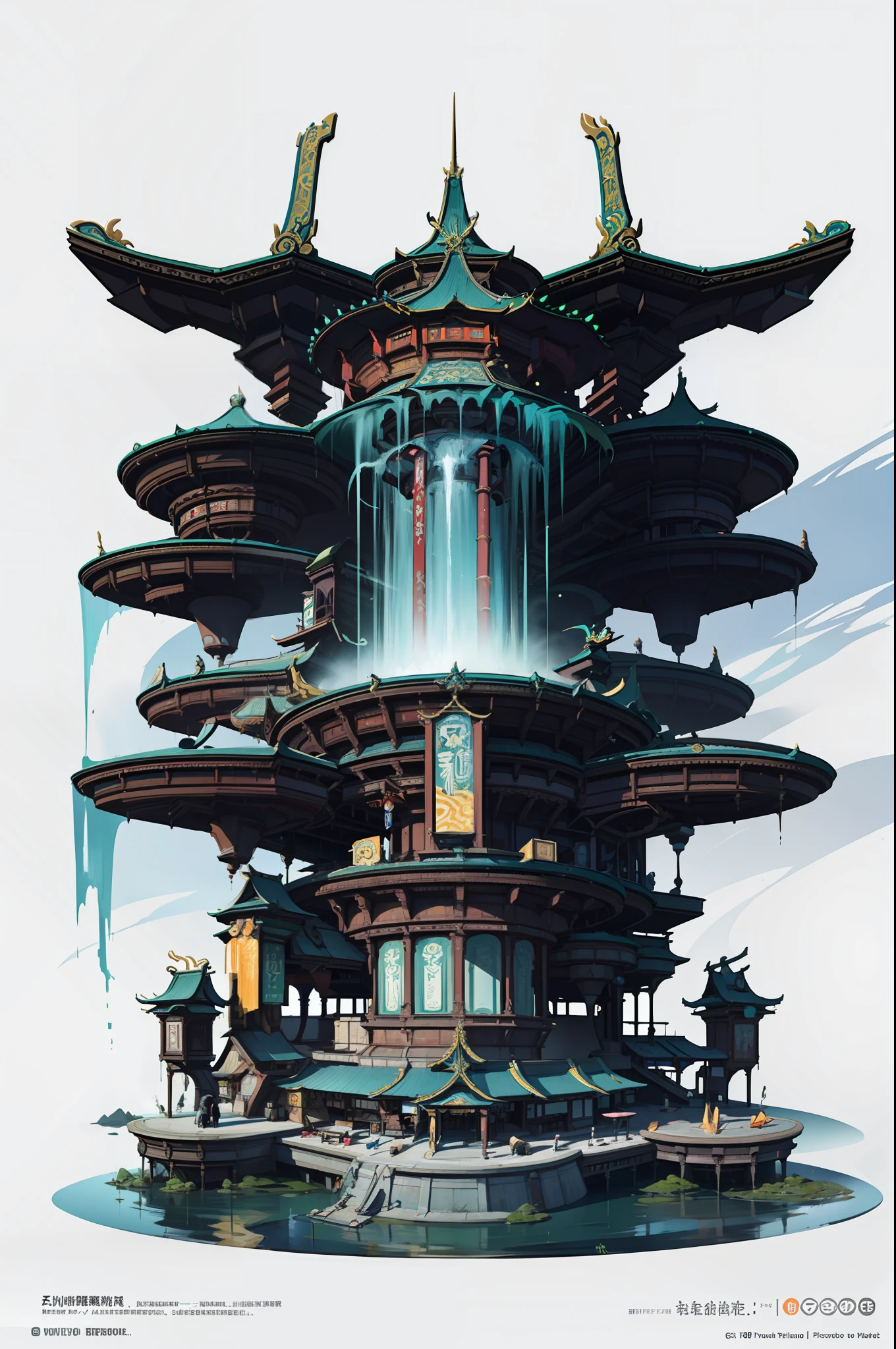 Game Academy，Ethno-style architecture，Ancient Chinese，Future science fiction，neon lit，The cyberpunk，Hologram aura、Particle effects，Xianxia，Structurally sound、high-definition details，perfect works，White background，（杰作，premier quality，best qualitiy，officlal art，Beauty and aesthetics：1.2），（8K，best qualitiy，杰作：1.2）