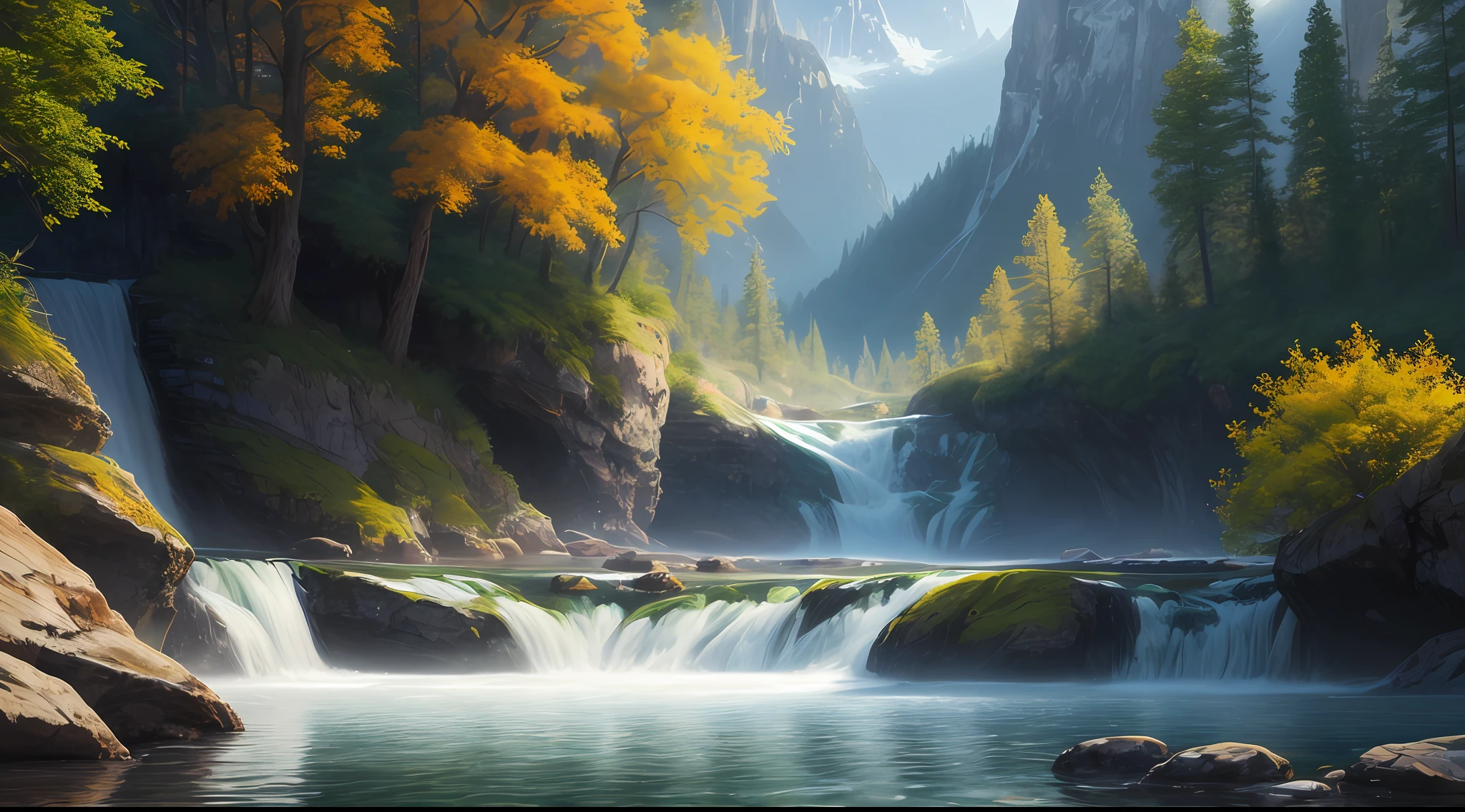 landscape, water, (extremely detailed CG unity 8k wallpaper), most beautiful artwork in the world, professional majestic oil painting, intricate, High Detail, Sharp focus, dramatic, photorealistic painting art
