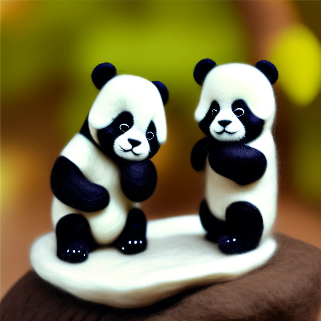 Beautiful and gentle mini wool style、pandas、Perfect lighting、