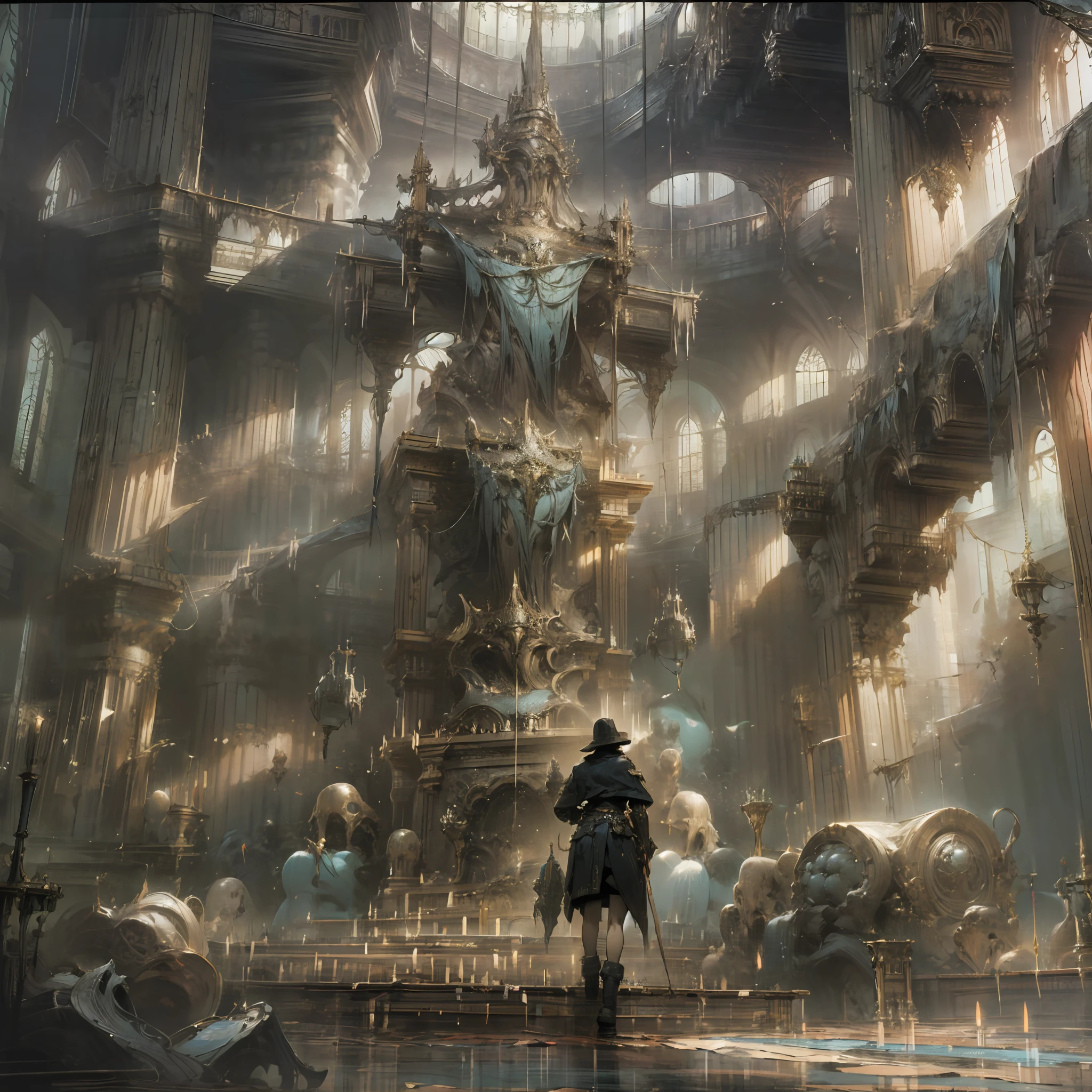 There is a painting,Two people standing in the dark forest, concept art by Andreas Rocha, Artstation contest winner, Fantasy art, paul lehr and beeple, james gurney and andreas rocha, Marc Simonetti. an intricate, elegant cinematic fantasy art, andreas rocha and john howe, andreas rocha style, symmetrical epic fantasy art