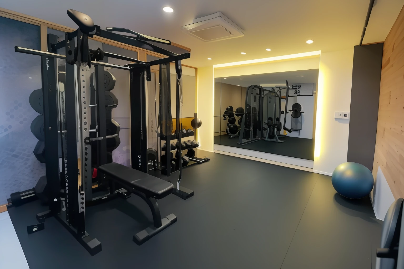 high - quality, Gym with mirror and gym equipment, local gym, Rooms with natural light, sneakers, fit build, athletic build,working out, completely filled space, Kyoto Studio, kyoani studio, Combine, Corner of the background々until, fitness body, Fitting room on the right、Base at the bend, photograph taken in 2 0 2 0,