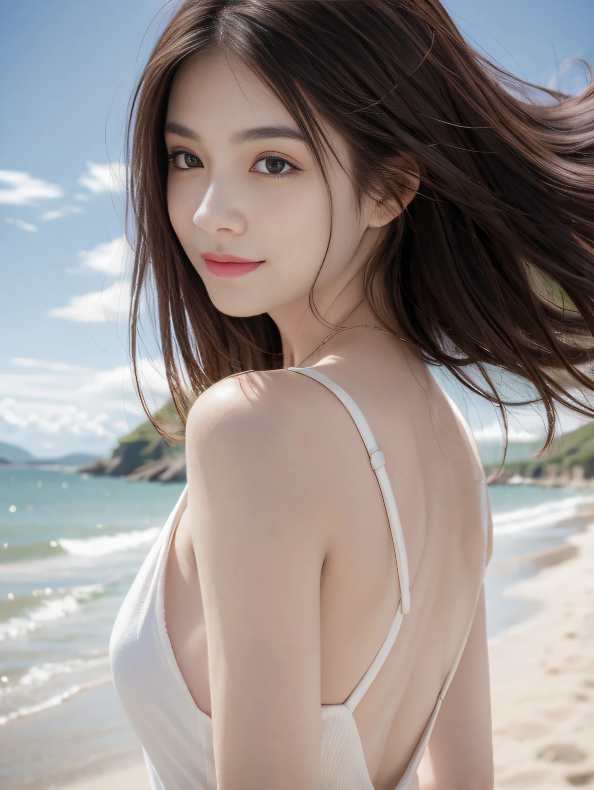 high-definition,杰作,bust,20-year-old girl,spring time,facing audience,Sorissos,fresh flowers,sandbeach,