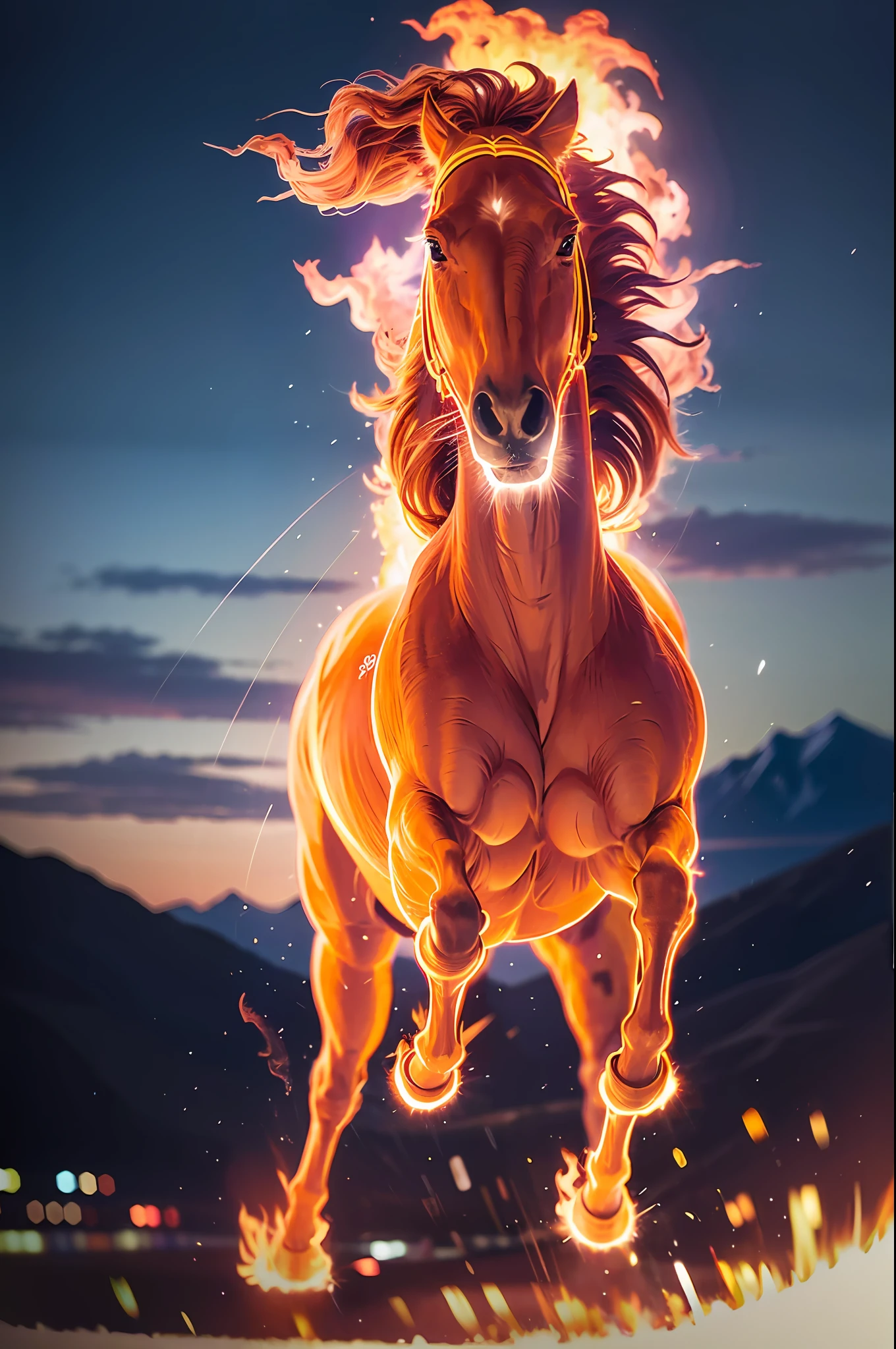 a running horse on fire,(redfire:1.3),
good hand,4k, high-res, masterpiece, best quality, head:1.3,((Hasselblad photography)), sharp focus, (cinematic lighting), collarbone, night, soft lighting, dynamic angle, [:(detailed face:1.2):0.2], outside, city,monochrome background,