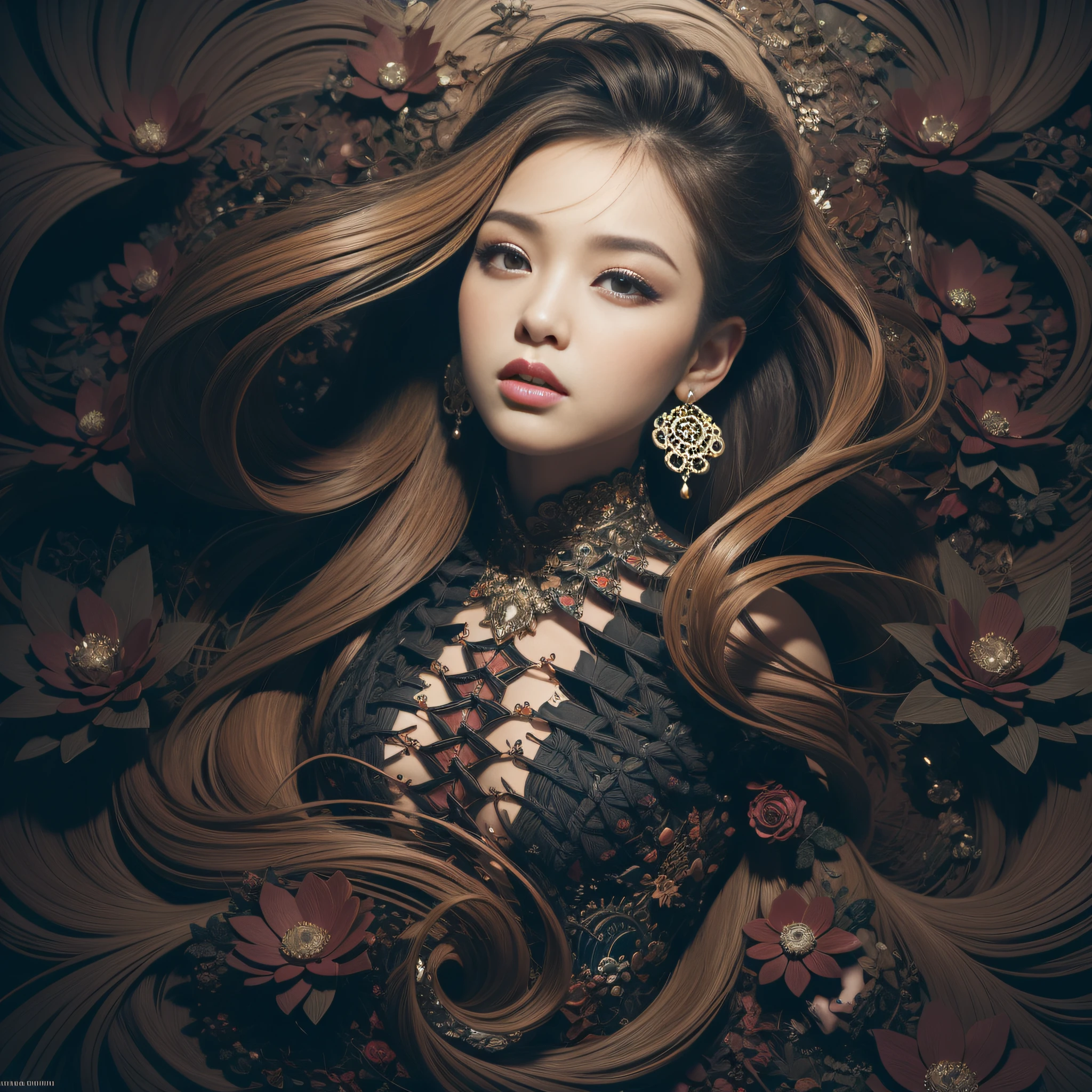 official art, unity 8k wallpaper, ultra detailed, beautiful and aesthetic, masterpiece, best quality, (zentangle, mandala, tangle, entangle), (fractal art:1.3) , 1girl, extremely detailed, dynamic angle, cowboyshot, the most beautiful form of chaos, elegant, a brutalist designed, vivid colours, romanticism, by james jean, roby dwi antono, ross tran, francis bacon, michal mraz, adrian ghenie, petra cortright, gerhard richter, takato yamamoto, ashley wood, atmospheric, ecstasy of musical notes, streaming musical notes visible
