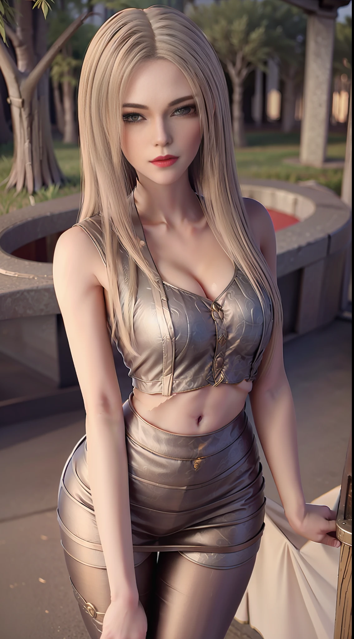 The ultra-great resolution，逼真，Photorealistic， imagination， （realistically）， composition， （HDR：1.5）， al fresco， complicated detail，Ladies' coat，a short skirt，Leggings，8K，red-lips，Spread your arms，