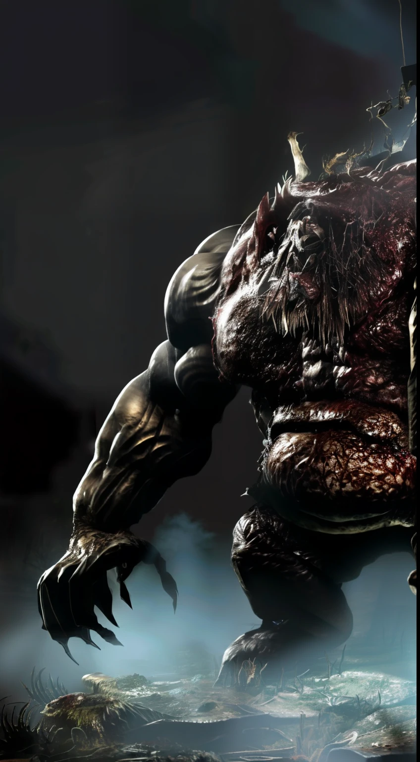 gorgeou, hight quality, 4K, high-definition, exquisite detailing, Thick coating, extremely lifelike,illusory 5,ogre,Composed of countless corpses,Huge body,The whole body is full of corpses, Densely packed body composition,Lots of corpses,Dark style,Spoilage,Mountains made up of limbs