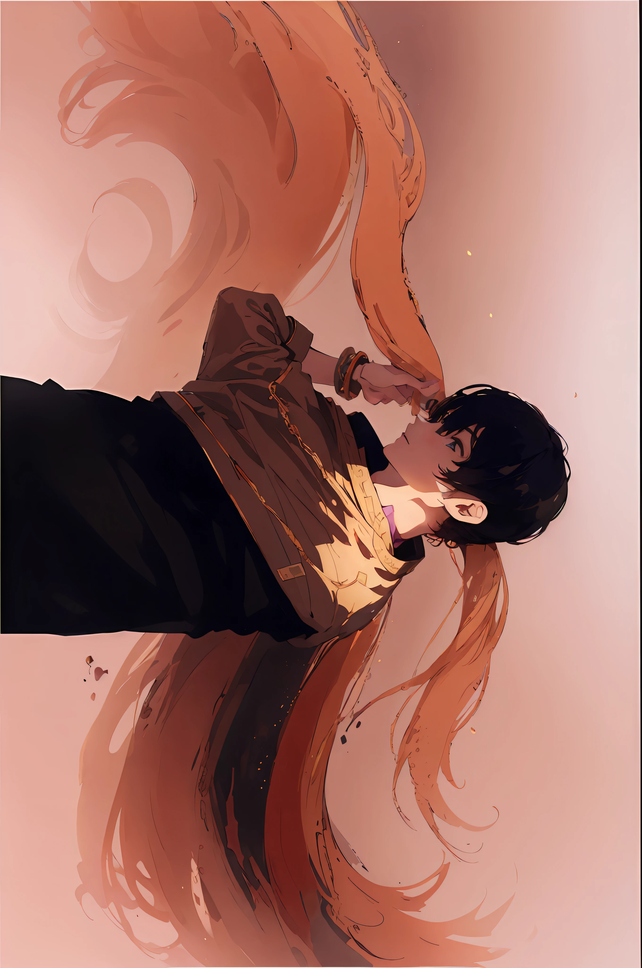 anime girl with long hair blowing in the wind, guviz style artwork, in the art style of bowater, author:New Art, by Yang J, Handsome anime pose, inspired by Bian Shoumin, author:Golden Farmer, High-quality fanart, Guweiz in Pixiv ArtStation, loish art style